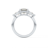 Emerald Three Stone Lab Grown Diamond Engagement Ring