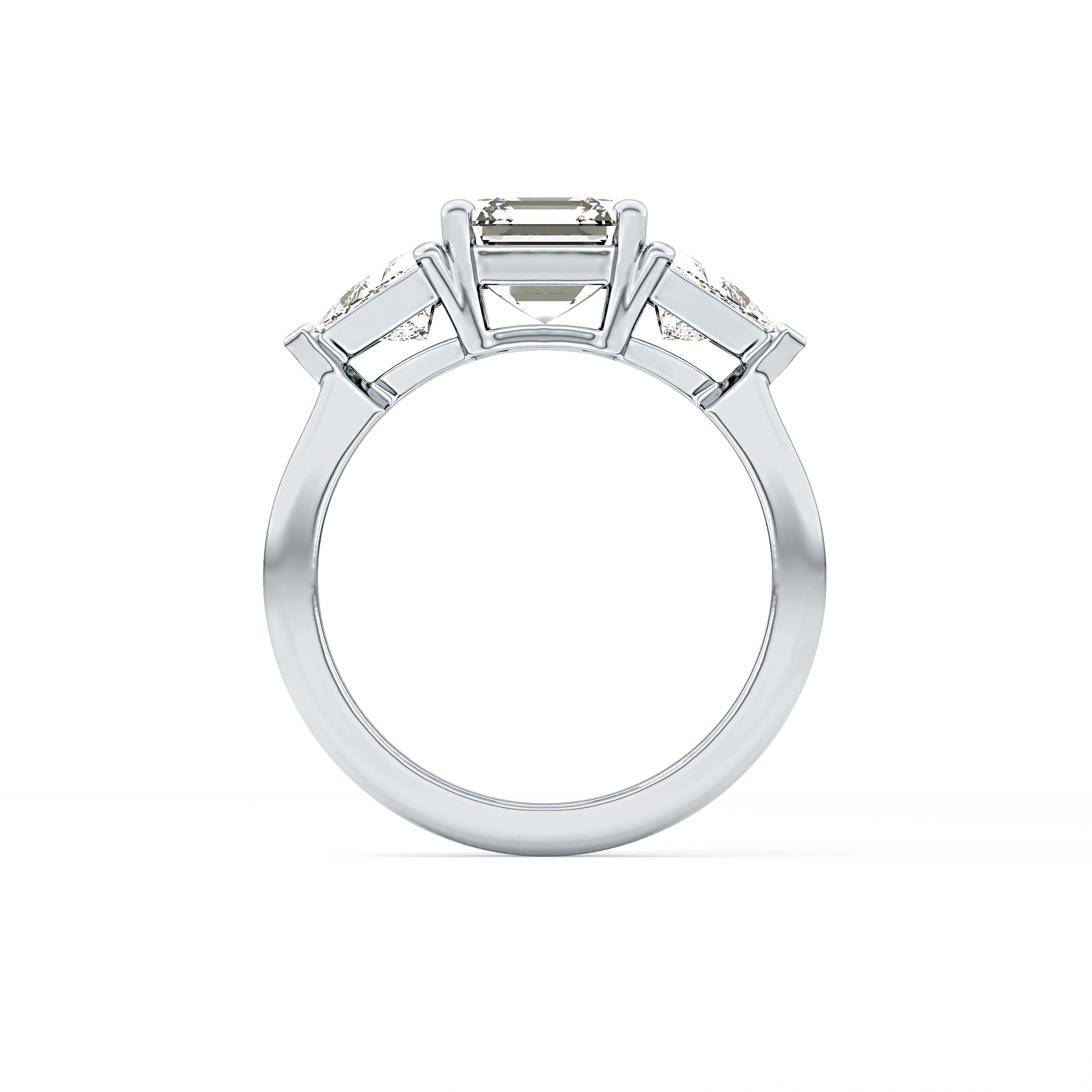 Emerald Three Stone Lab Grown Diamond Engagement Ring