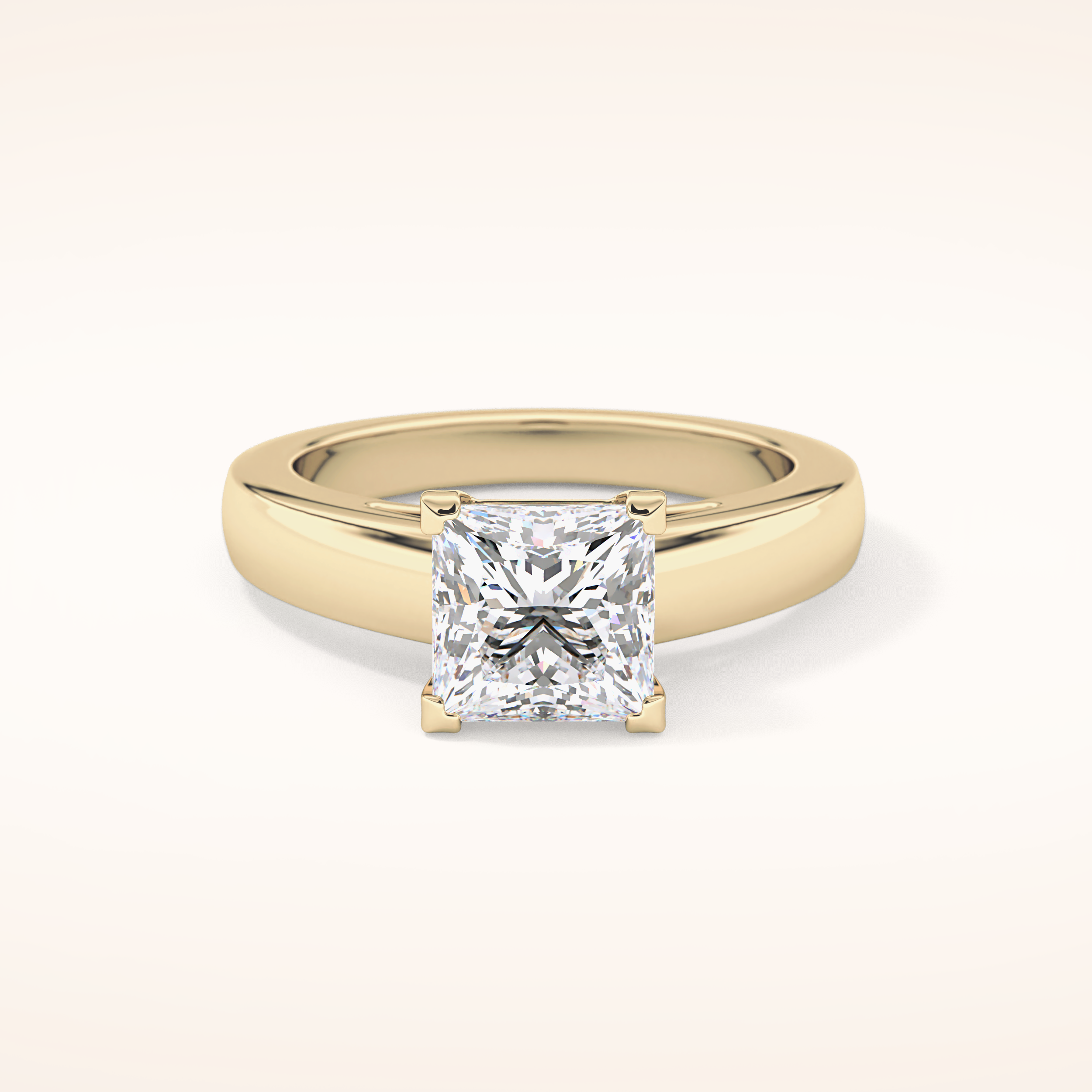 2.15 CT Princess Shaped Solitaire Moissanite Engagement Ring