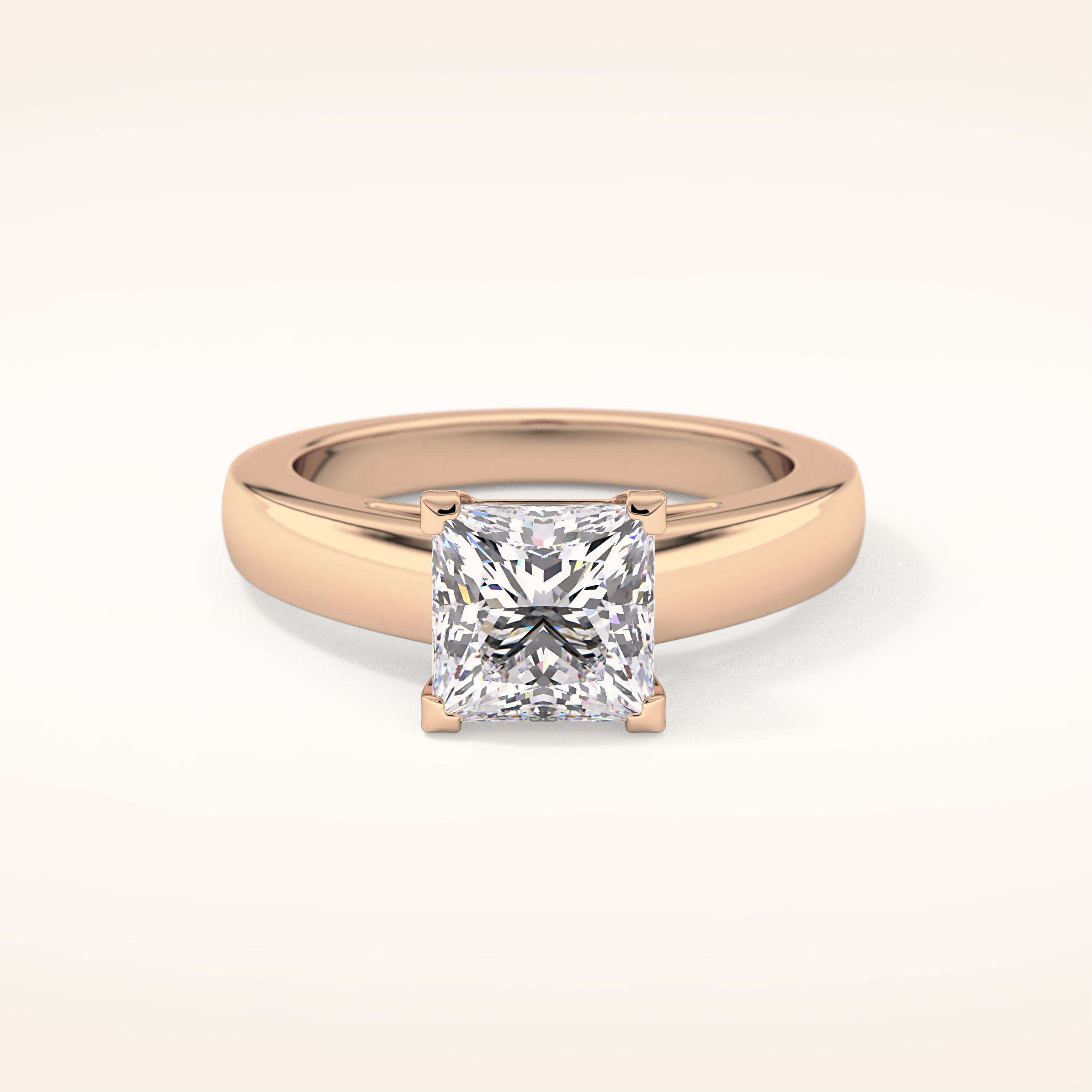 2.15 CT Princess Shaped Solitaire Moissanite Engagement Ring