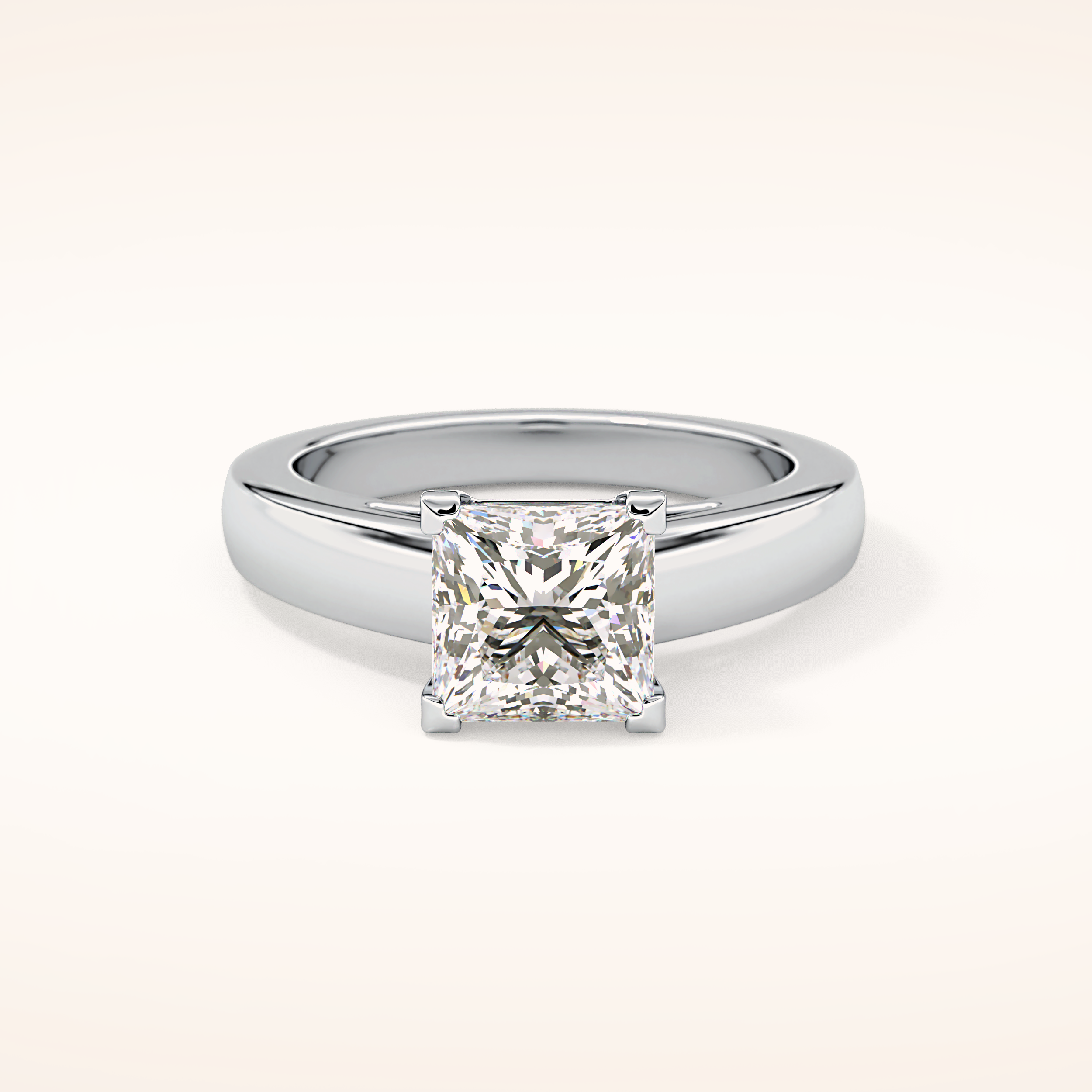 2.15 CT Princess Shaped Solitaire Moissanite Engagement Ring