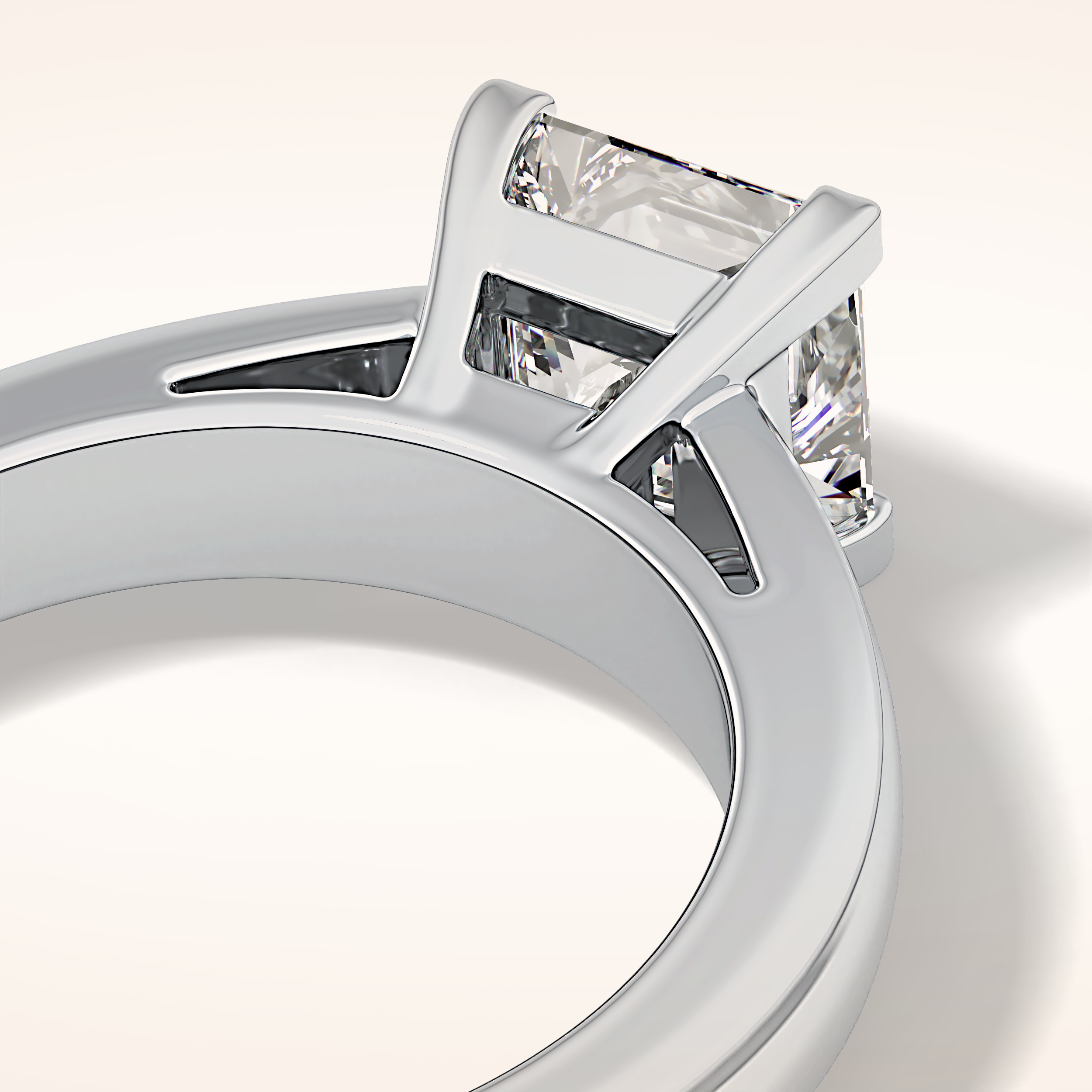 2.15 CT Princess Shaped Solitaire Moissanite Engagement Ring