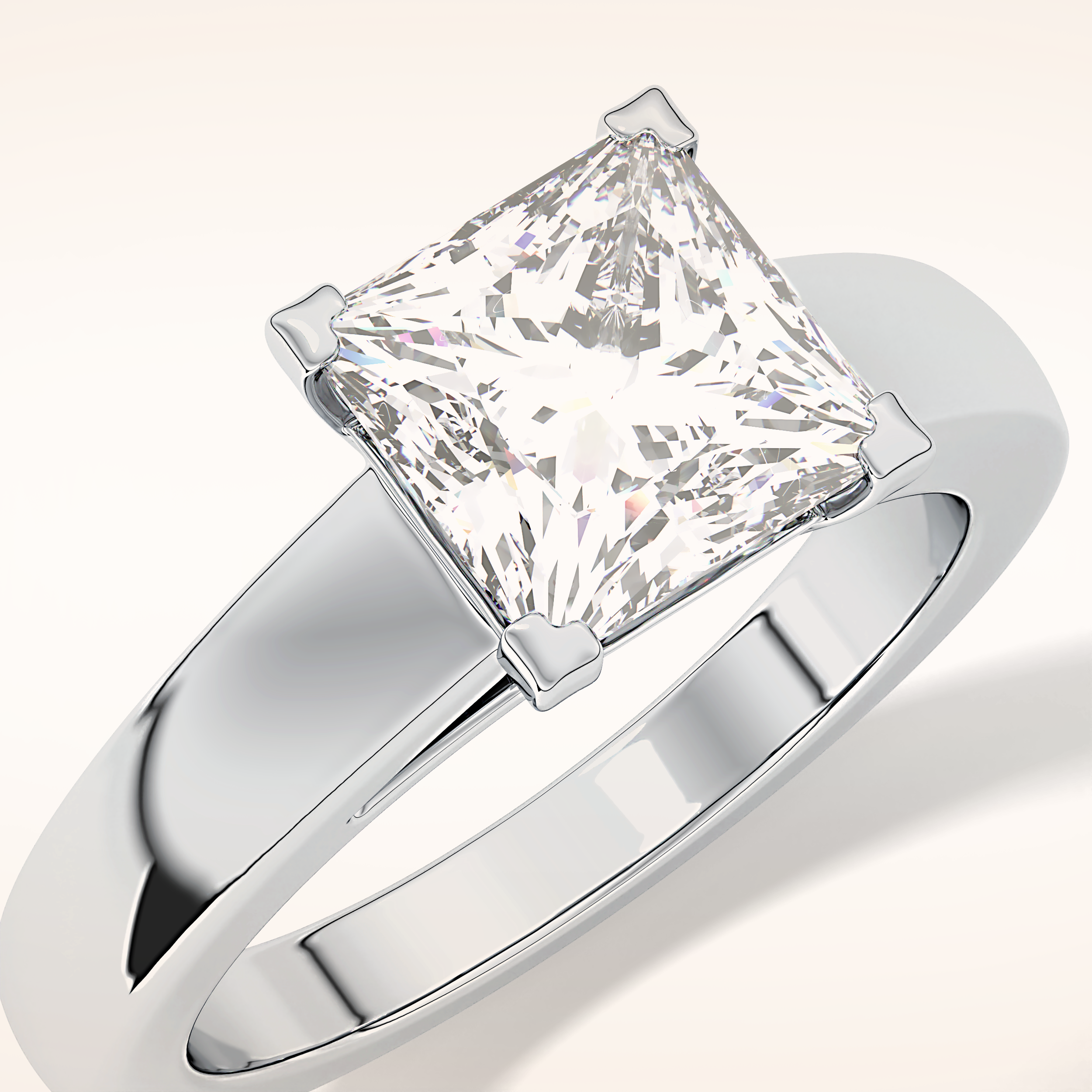 2.15 CT Princess Shaped Solitaire Moissanite Engagement Ring