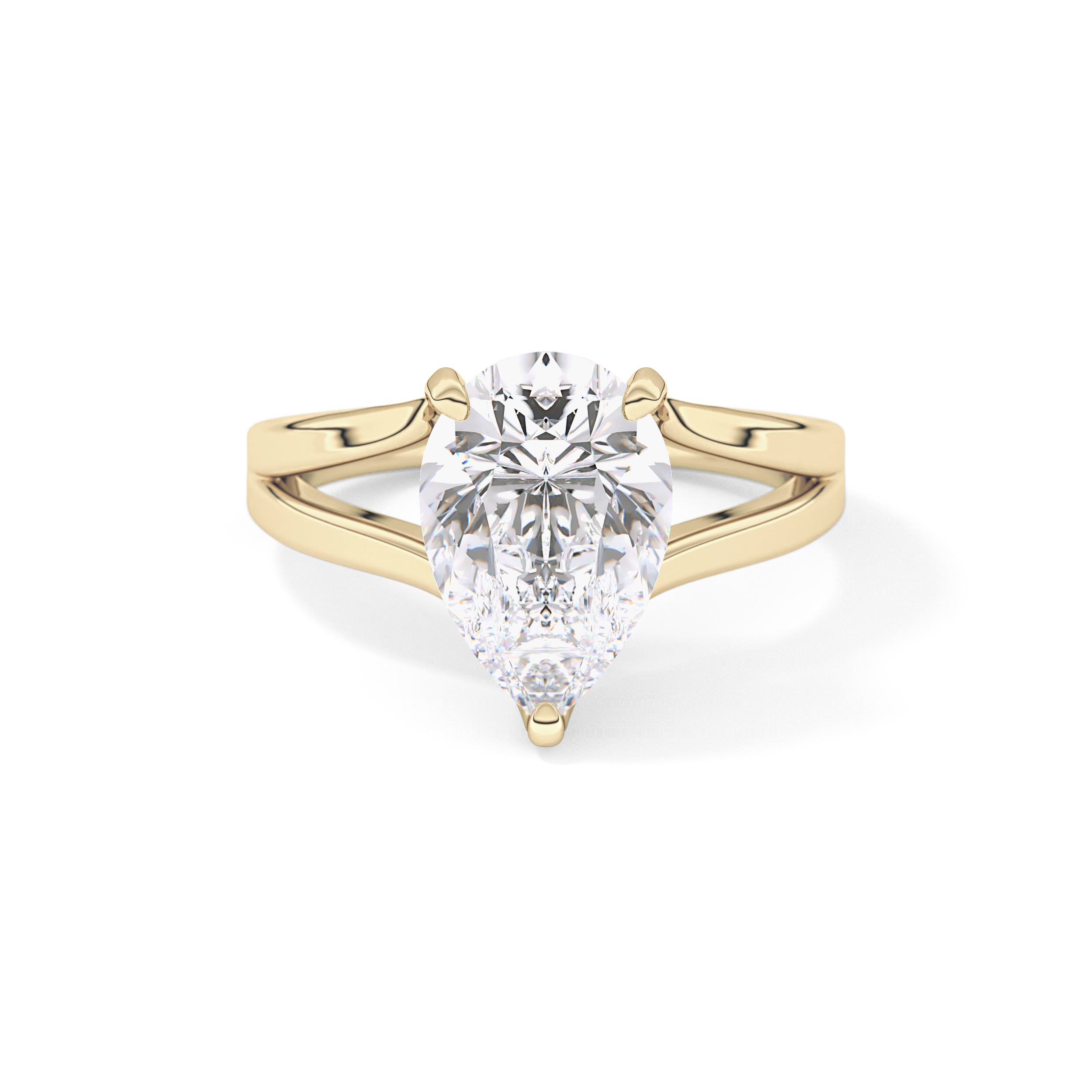 Pear Split Shank Lab Grown Diamond Engagement Ring