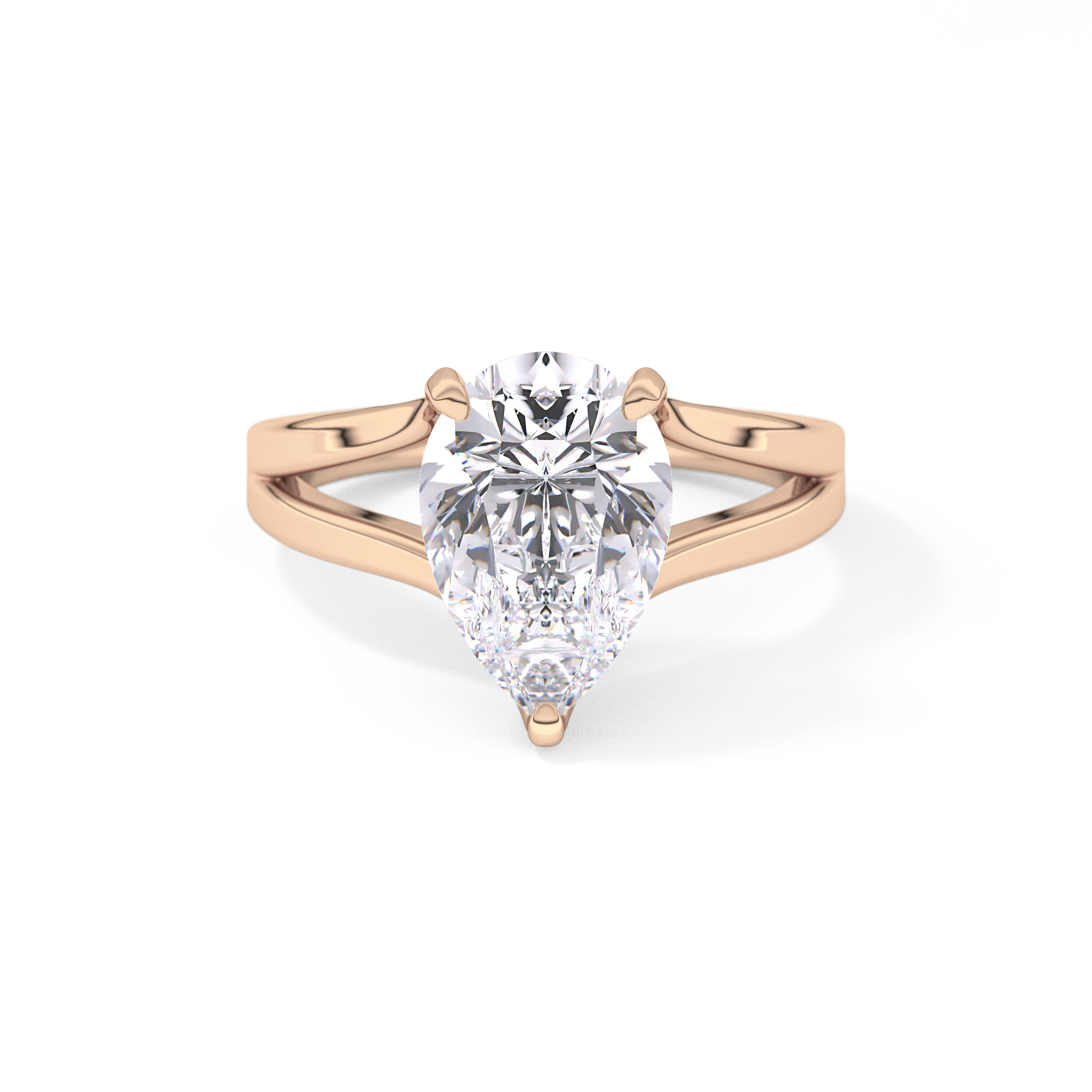 Pear Split Shank Lab Grown Diamond Engagement Ring