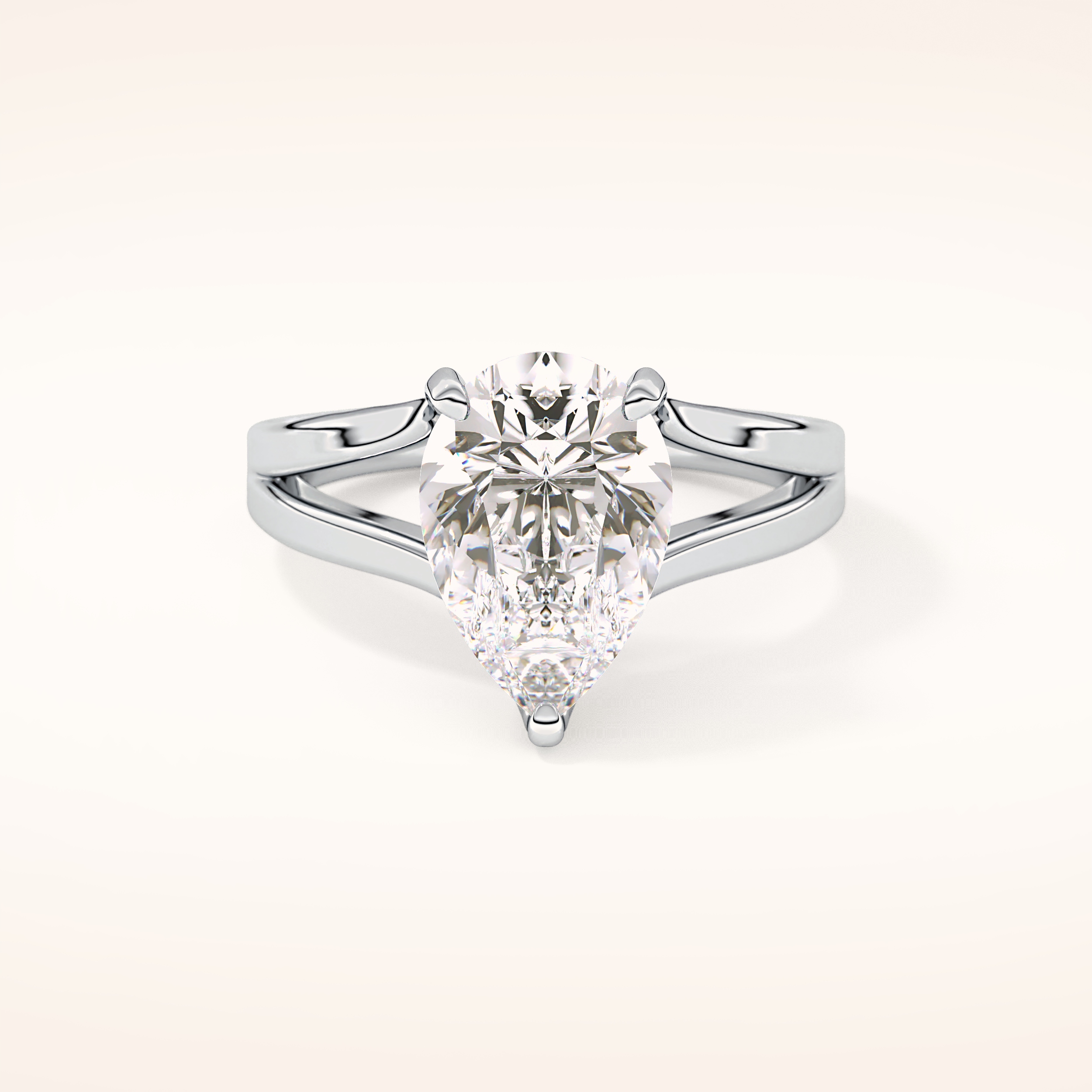 3.15 CT Pear Shaped Solitaire Moissanite Engagement Ring