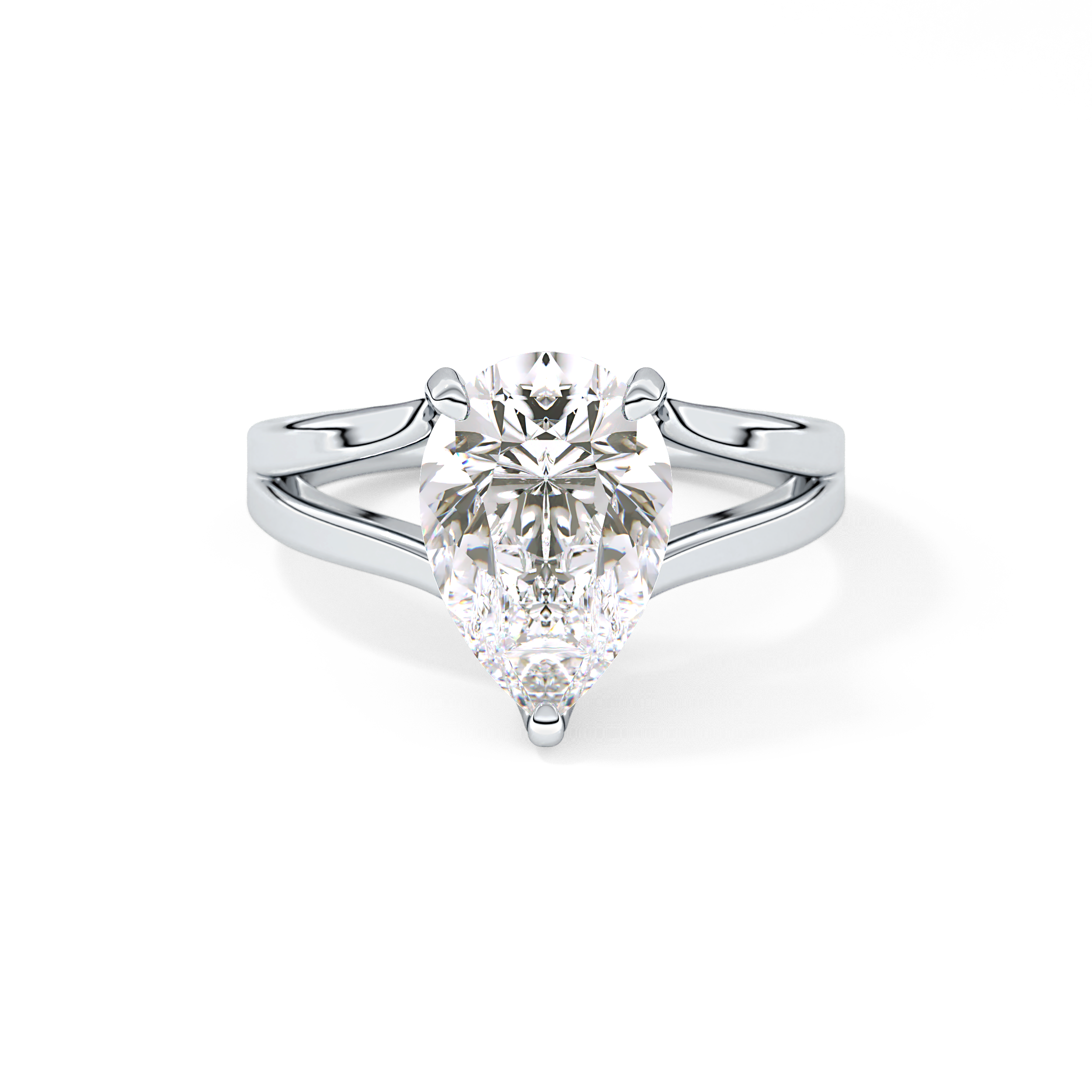 Pear Split Shank Lab Grown Diamond Engagement Ring