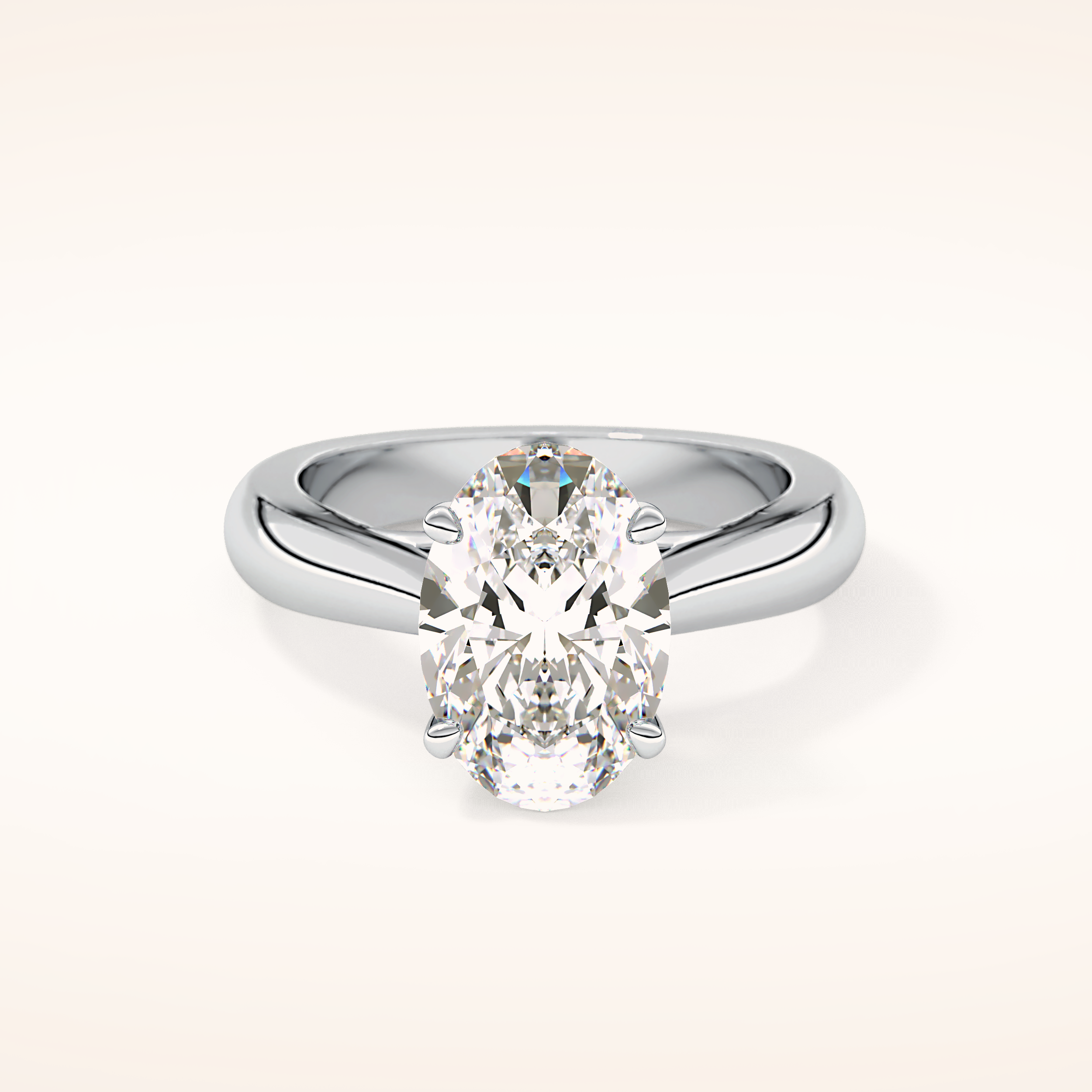 3.09 CT Oval Shaped Solitaire Moissanite Engagement Ring