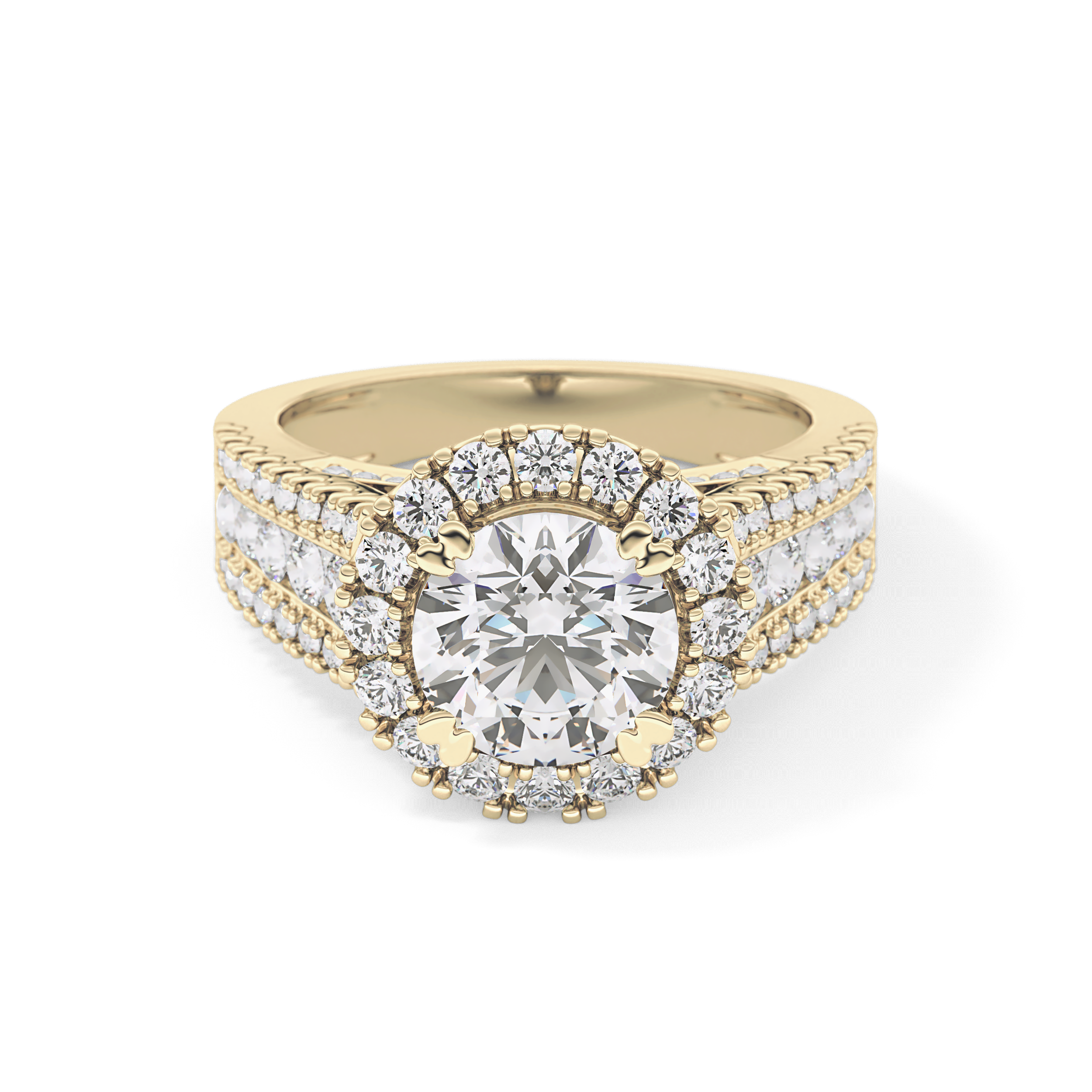 Round Pave Lab Grown Diamond Engagement Ring