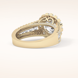 2.22 CT Round Shaped Halo & Pave Moissanite Engagement Ring