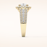 2.22 CT Round Shaped Halo & Pave Moissanite Engagement Ring