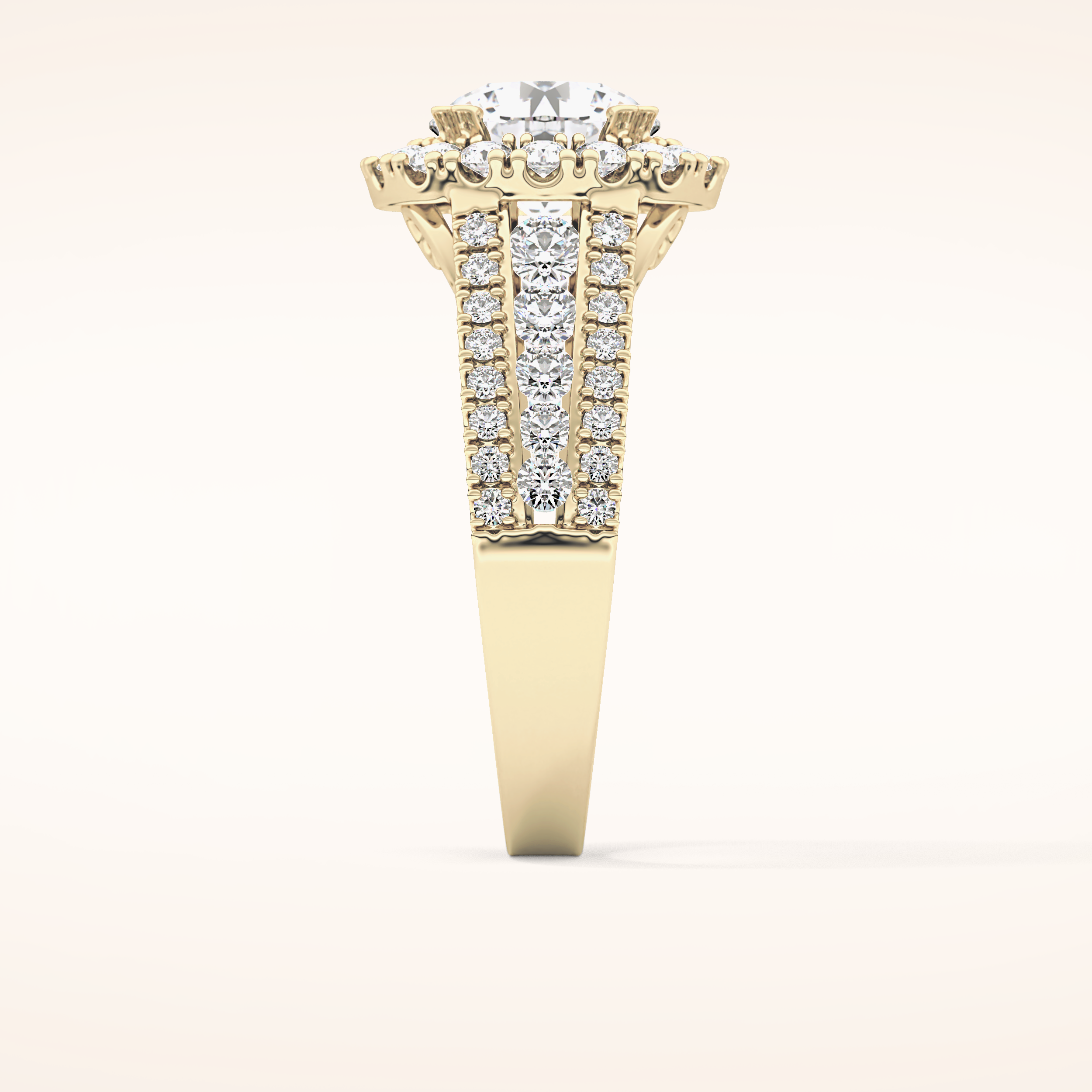 2.22 CT Round Shaped Halo & Pave Moissanite Engagement Ring