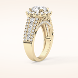 2.22 CT Round Shaped Halo & Pave Moissanite Engagement Ring