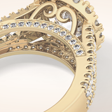 2.22 CT Round Shaped Halo & Pave Moissanite Engagement Ring