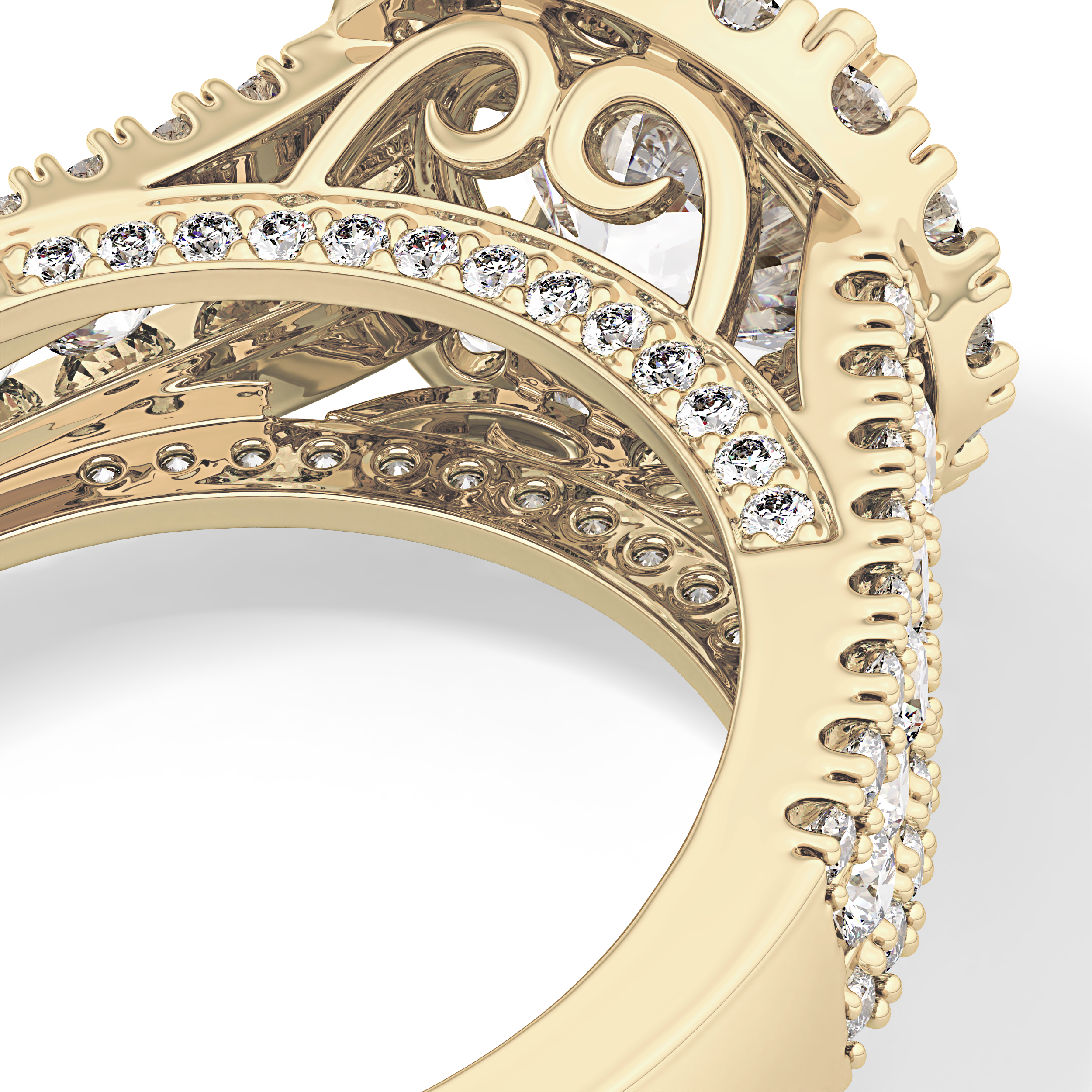 Round Pave Lab Grown Diamond Engagement Ring