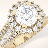 2.22 CT Round Shaped Halo & Pave Moissanite Engagement Ring