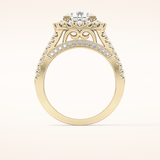 2.22 CT Round Shaped Halo & Pave Moissanite Engagement Ring