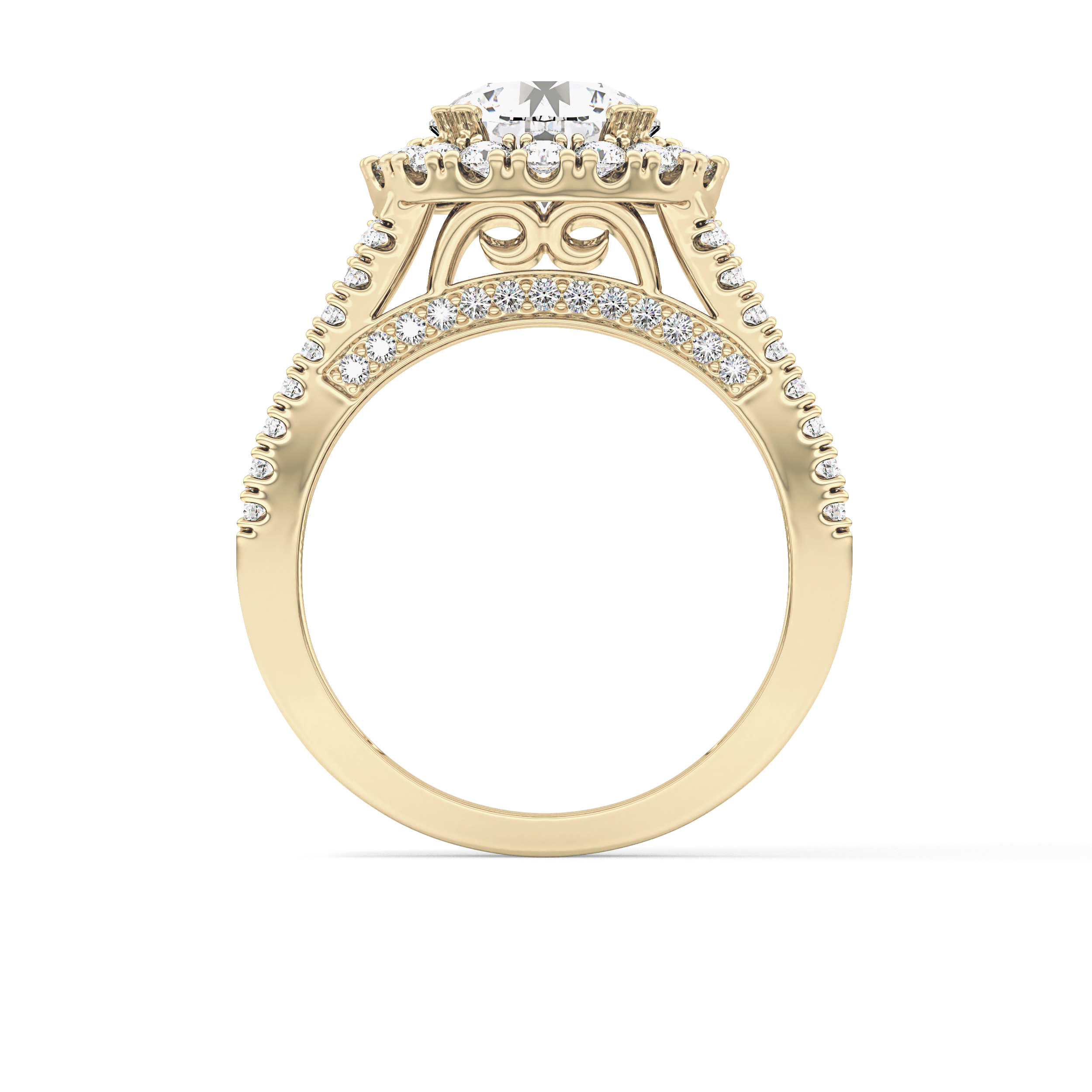 Round Pave Lab Grown Diamond Engagement Ring