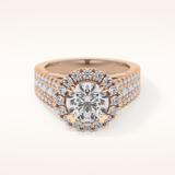2.22 CT Round Shaped Halo & Pave Moissanite Engagement Ring