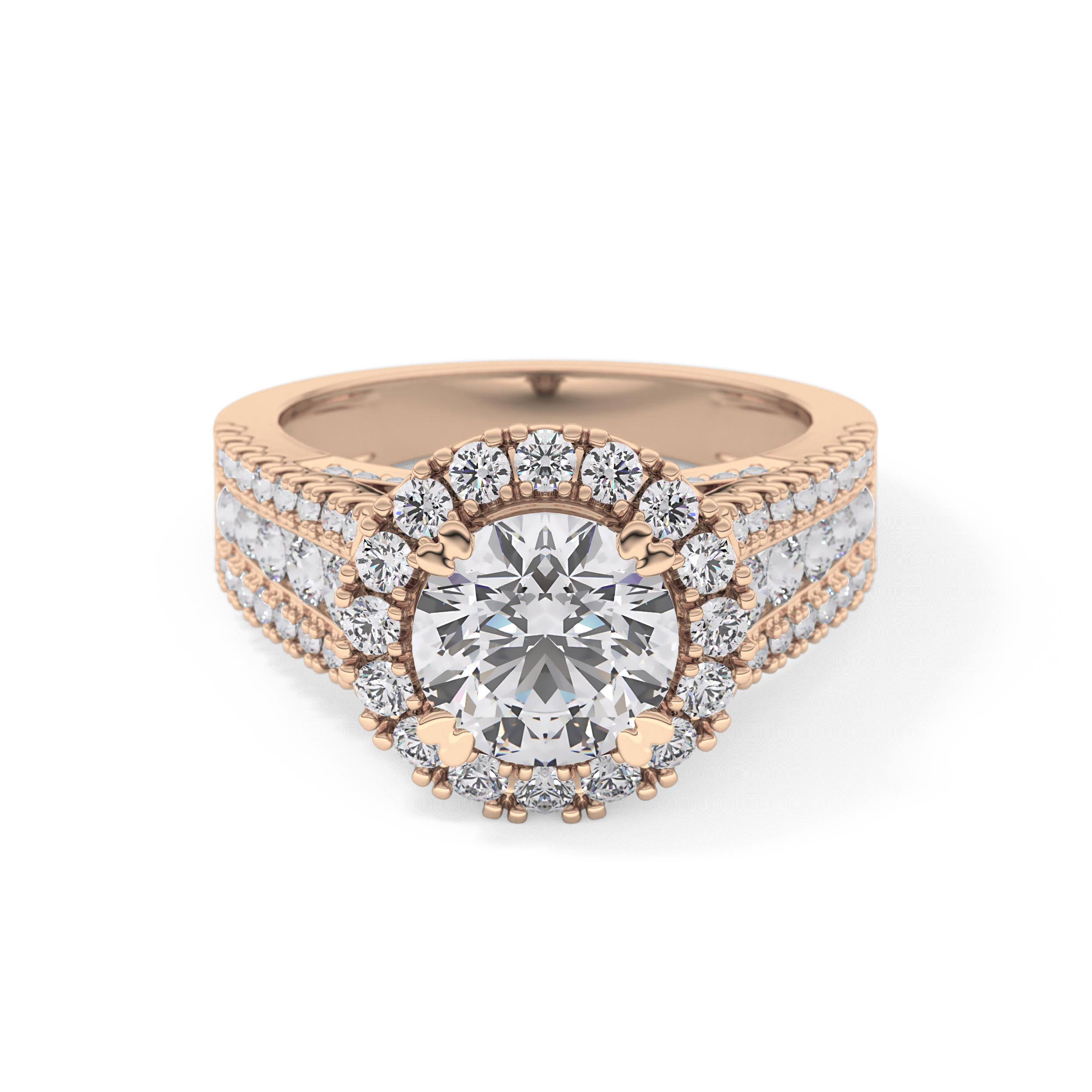 Round Pave Lab Grown Diamond Engagement Ring