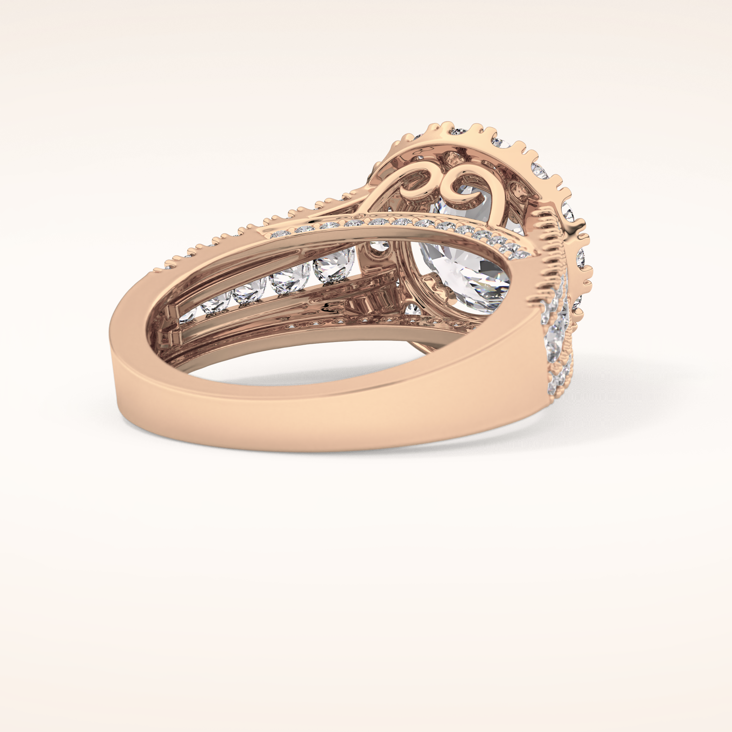2.22 CT Round Shaped Halo & Pave Moissanite Engagement Ring