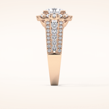 2.22 CT Round Shaped Halo & Pave Moissanite Engagement Ring