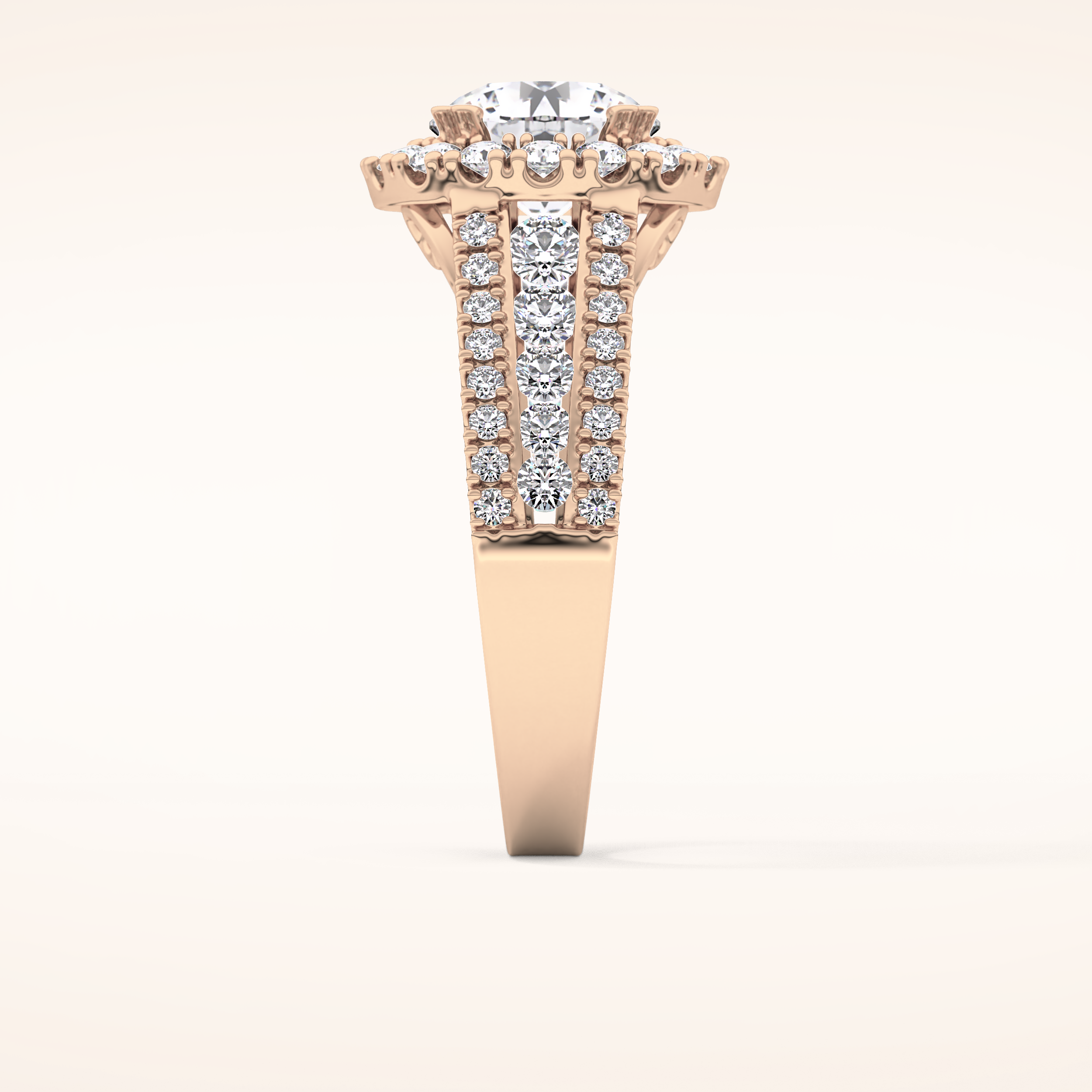 2.22 CT Round Shaped Halo & Pave Moissanite Engagement Ring