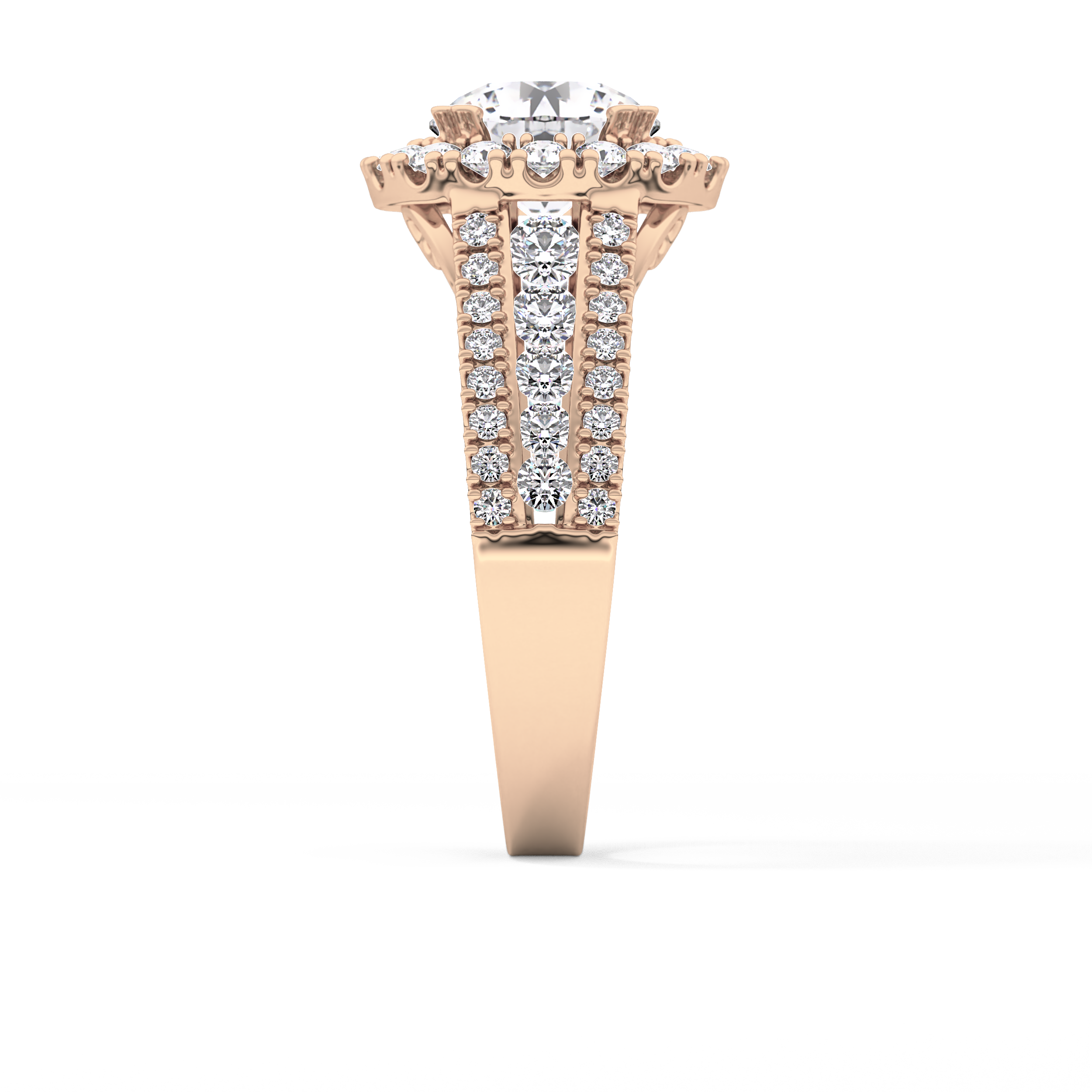 Round Pave Lab Grown Diamond Engagement Ring