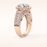 2.22 CT Round Shaped Halo & Pave Moissanite Engagement Ring