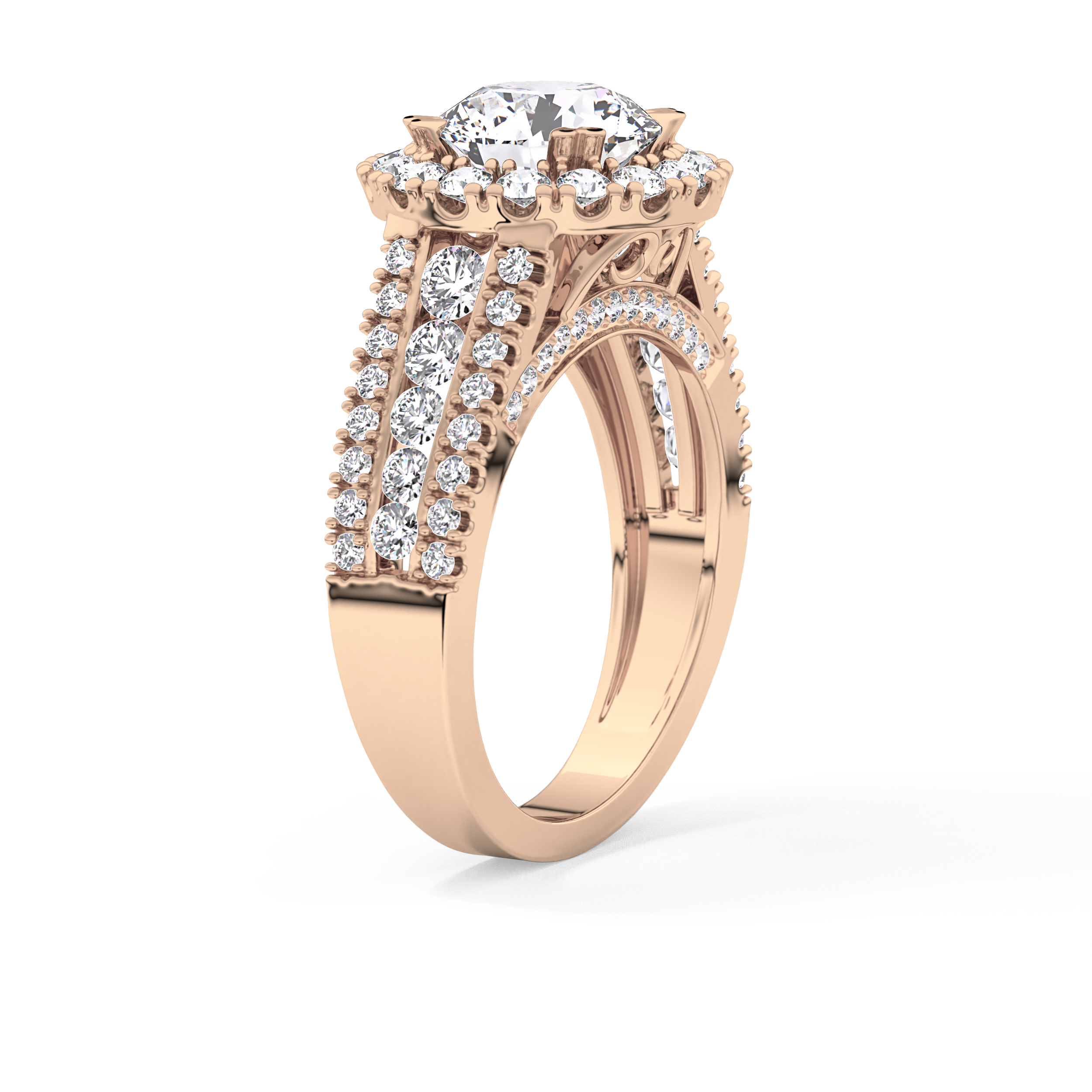 Round Pave Lab Grown Diamond Engagement Ring
