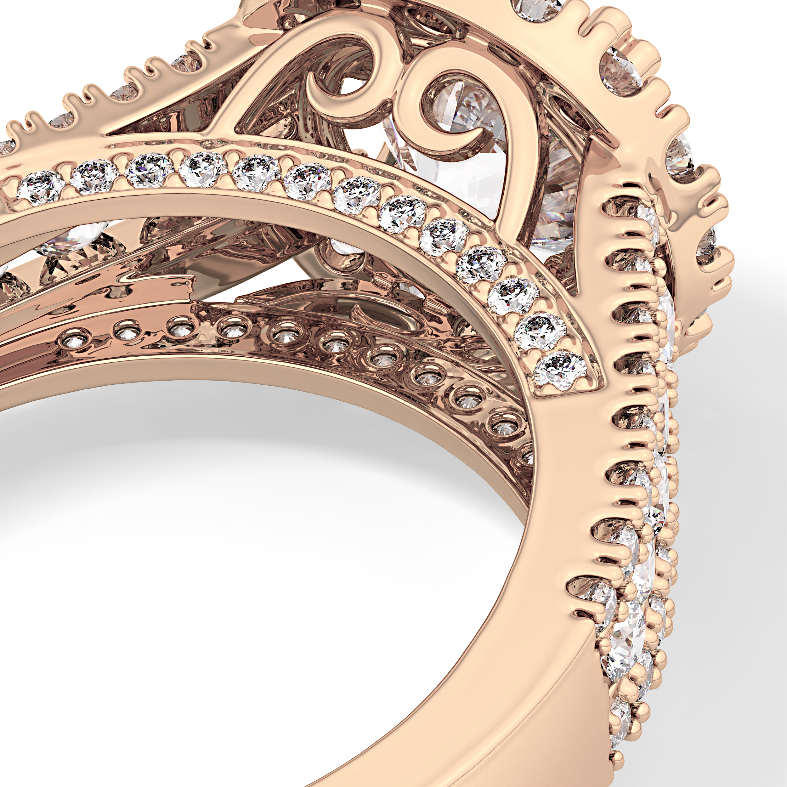 Round Pave Lab Grown Diamond Engagement Ring
