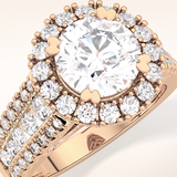 2.22 CT Round Shaped Halo & Pave Moissanite Engagement Ring