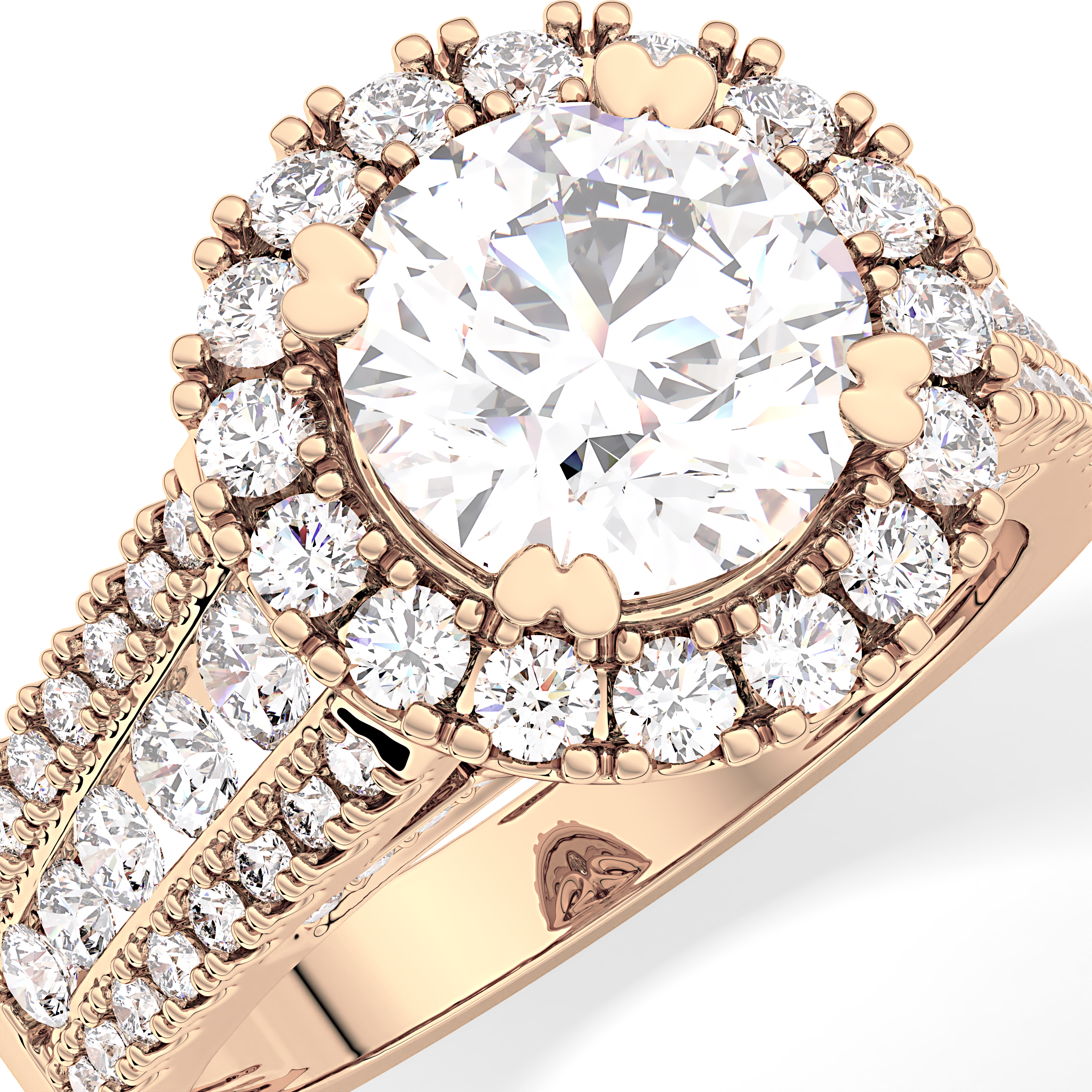 Round Pave Lab Grown Diamond Engagement Ring