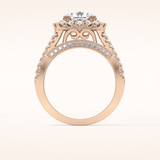 2.22 CT Round Shaped Halo & Pave Moissanite Engagement Ring