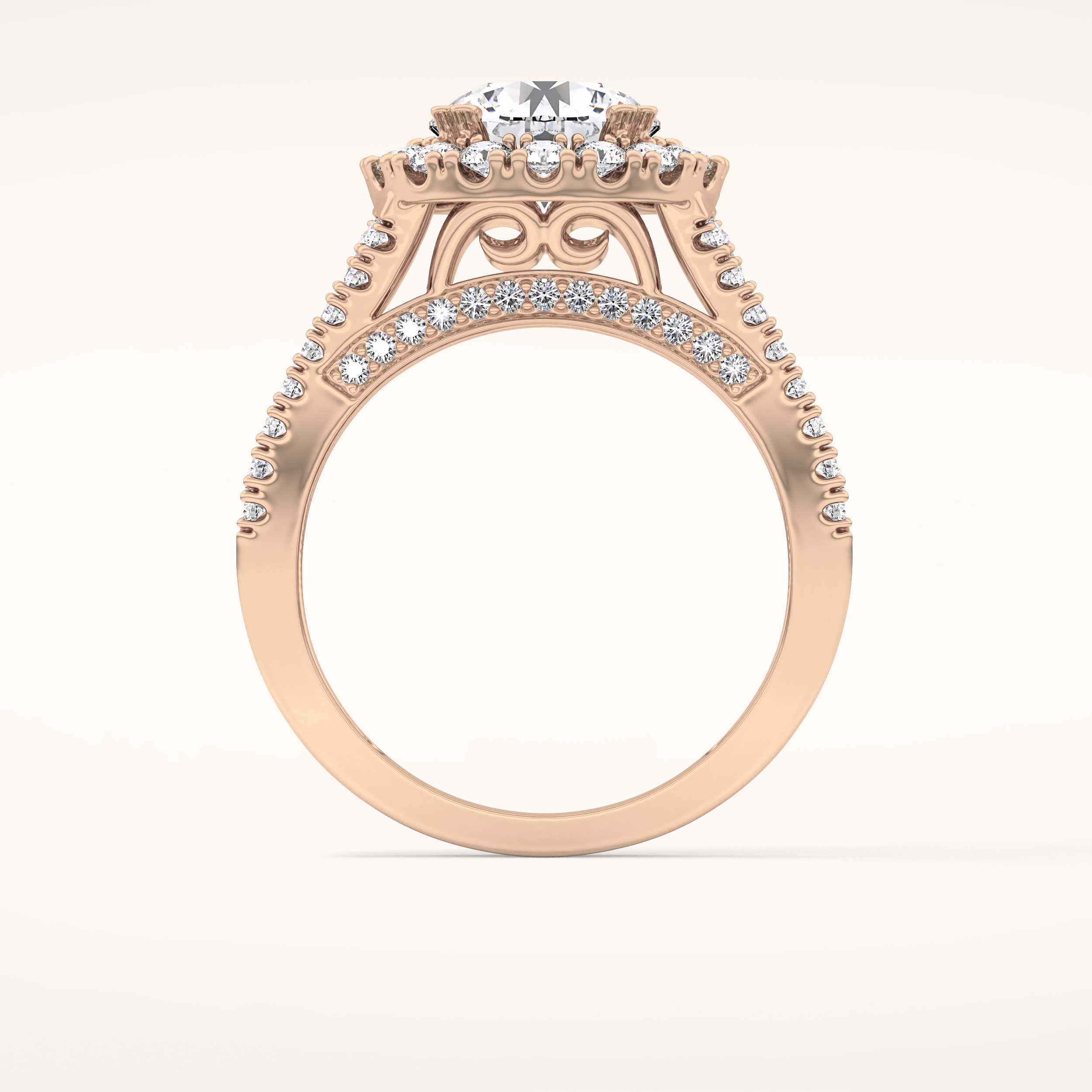 2.22 CT Round Shaped Halo & Pave Moissanite Engagement Ring