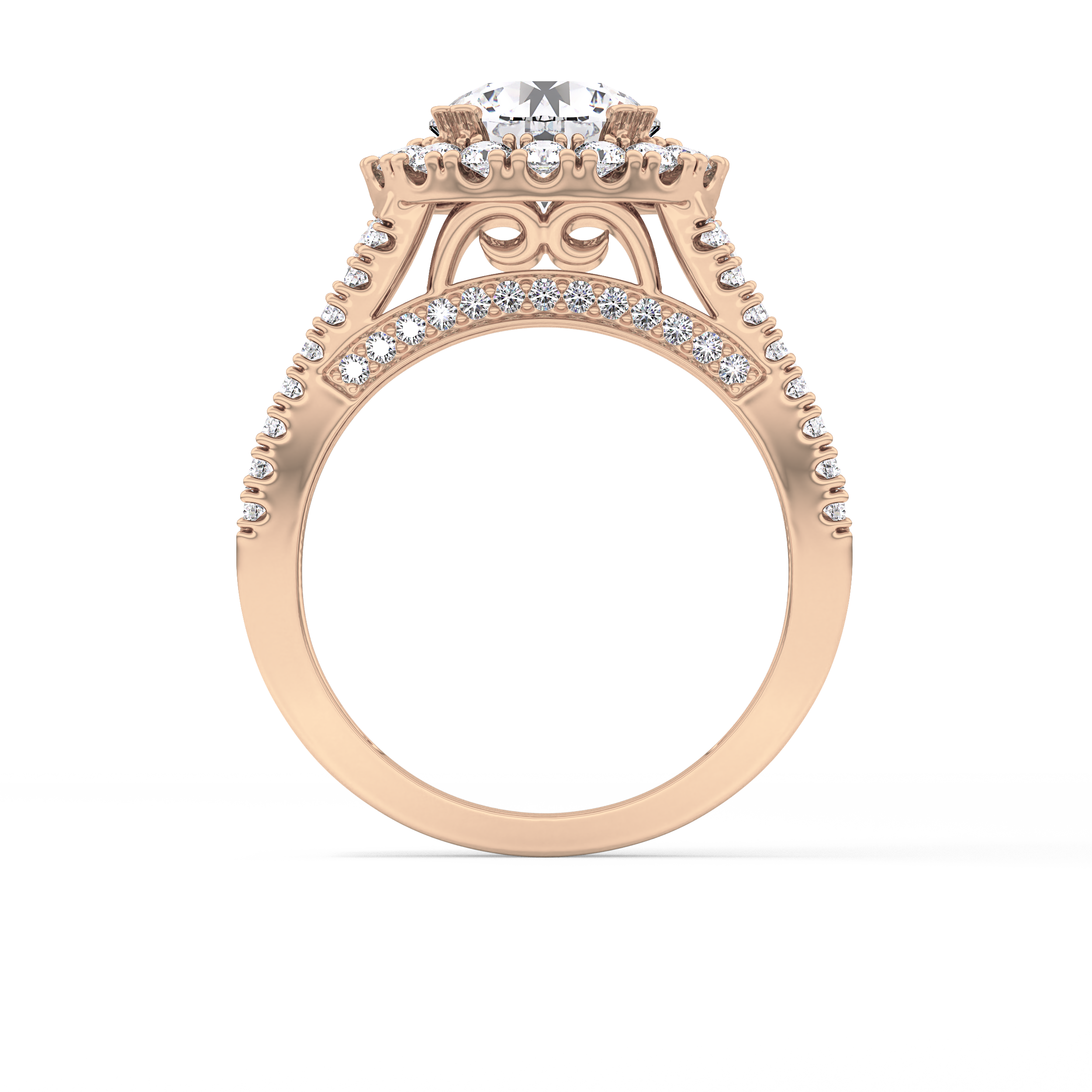 Round Pave Lab Grown Diamond Engagement Ring