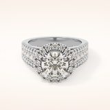 2.22 CT Round Shaped Halo & Pave Moissanite Engagement Ring