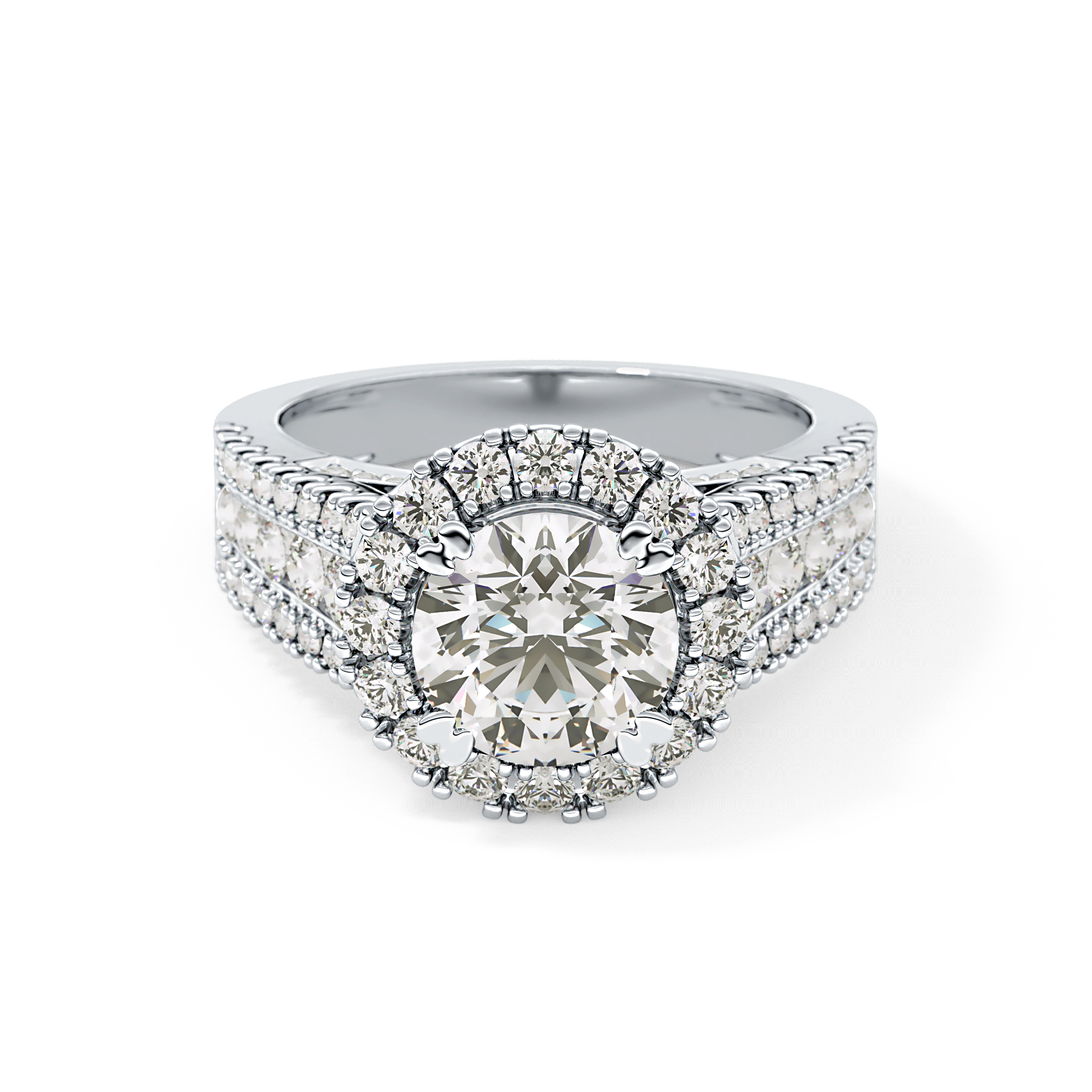 Round Pave Lab Grown Diamond Engagement Ring