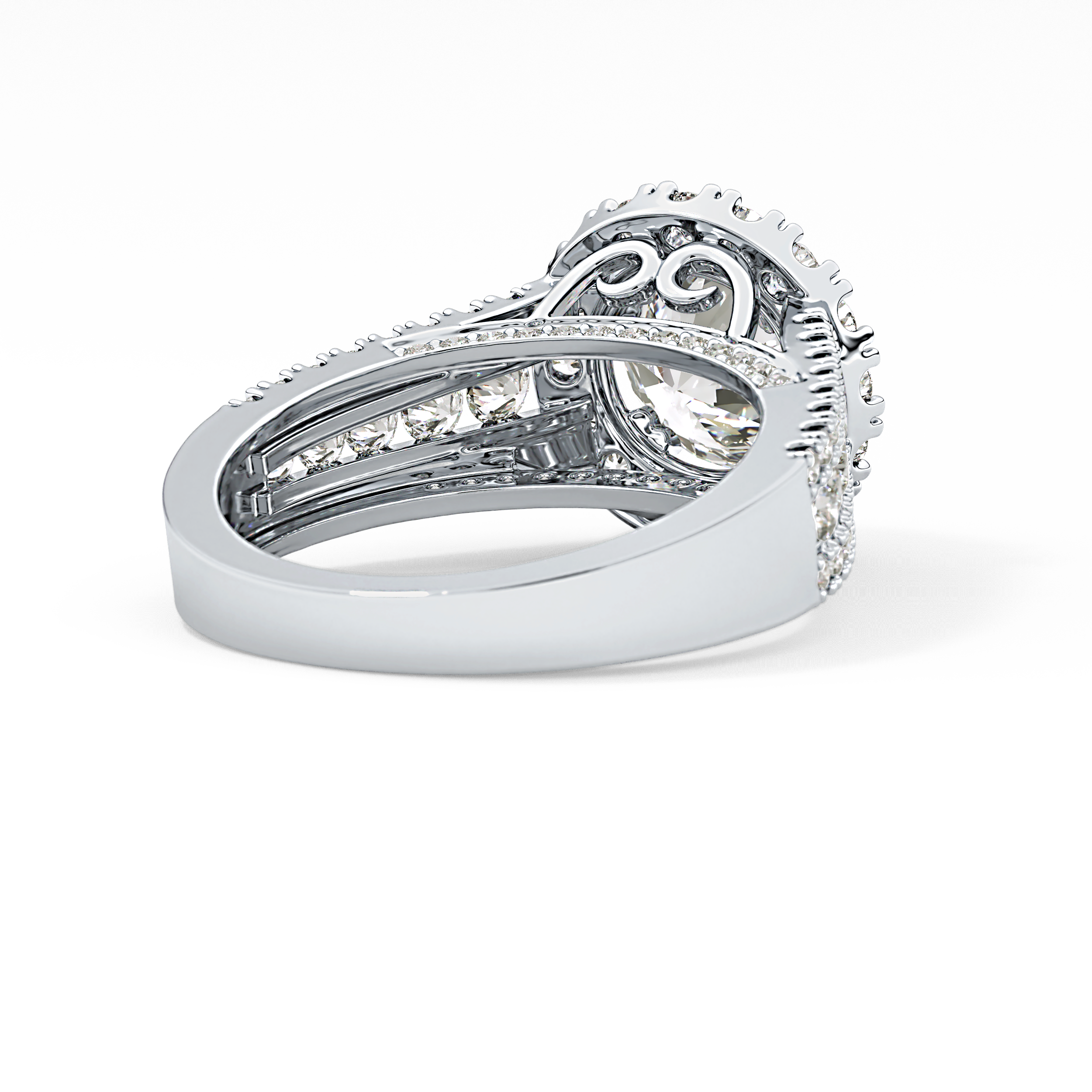 Round Pave Lab Grown Diamond Engagement Ring