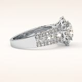 2.22 CT Round Shaped Halo & Pave Moissanite Engagement Ring