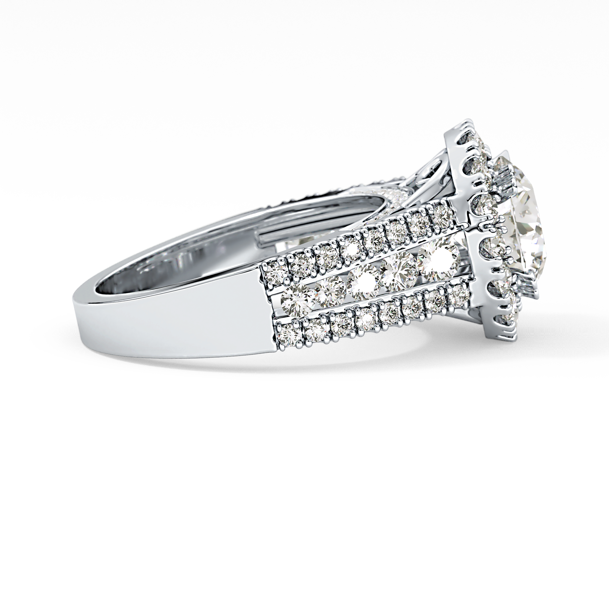Round Pave Lab Grown Diamond Engagement Ring