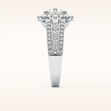 2.22 CT Round Shaped Halo & Pave Moissanite Engagement Ring
