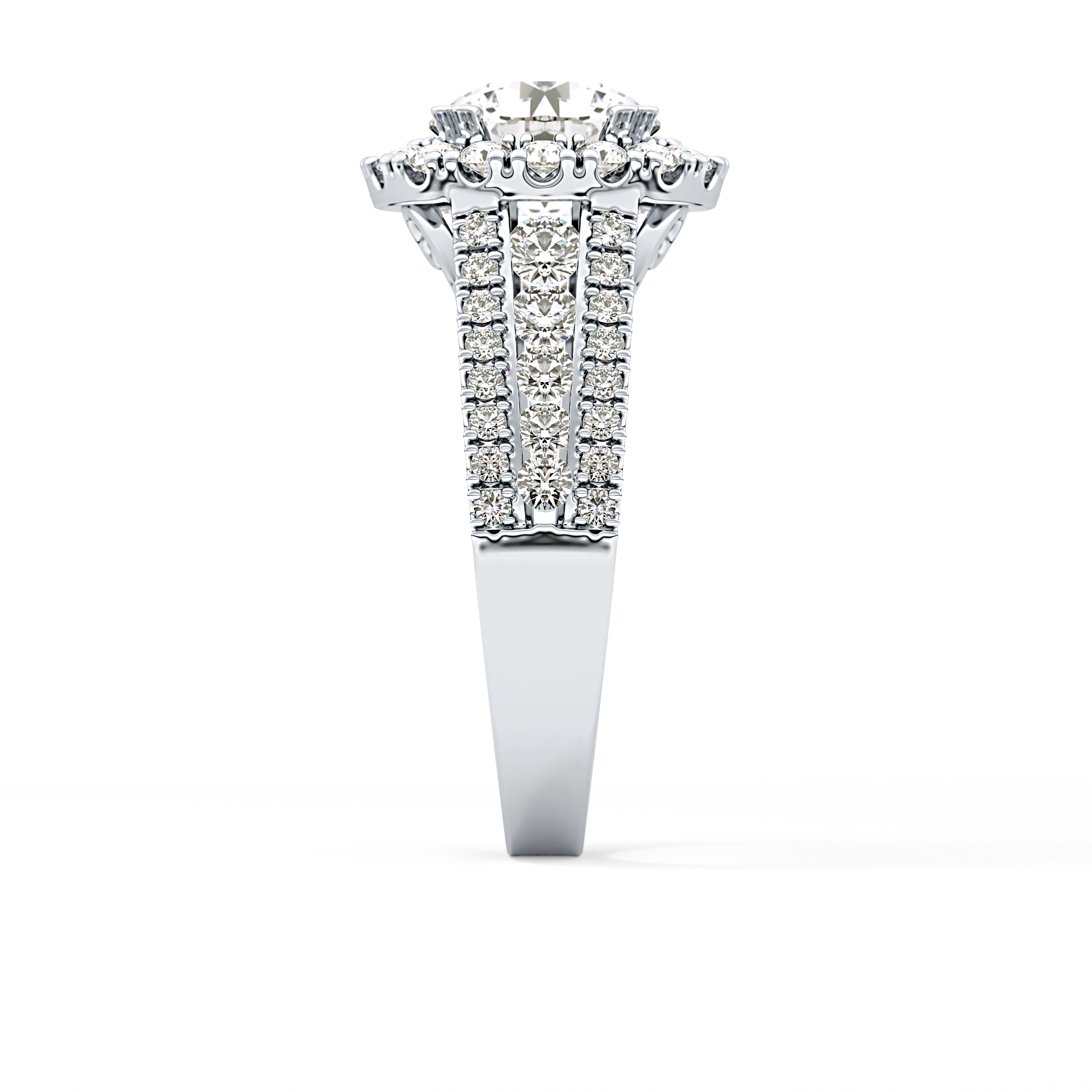 Round Pave Lab Grown Diamond Engagement Ring