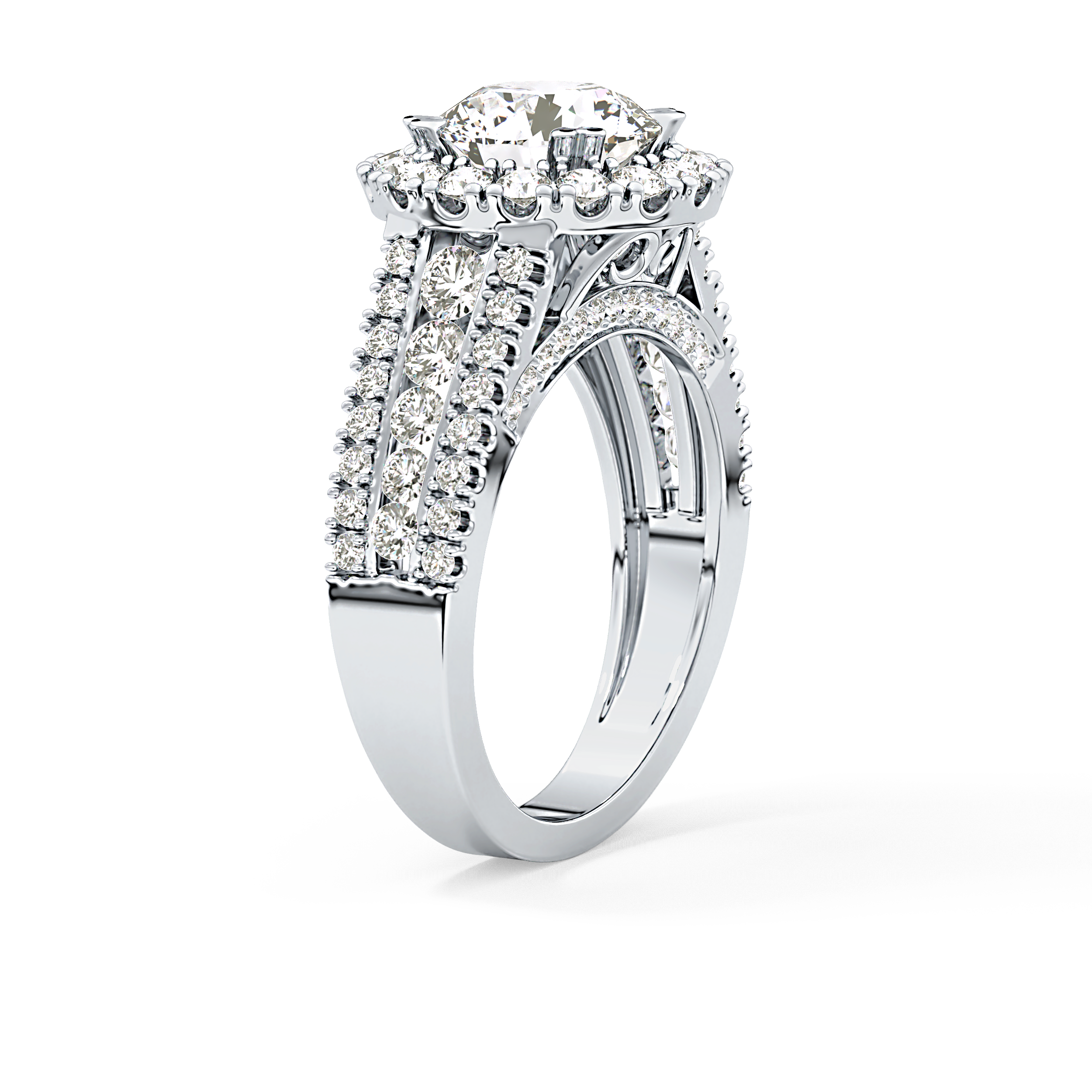 Round Pave Lab Grown Diamond Engagement Ring