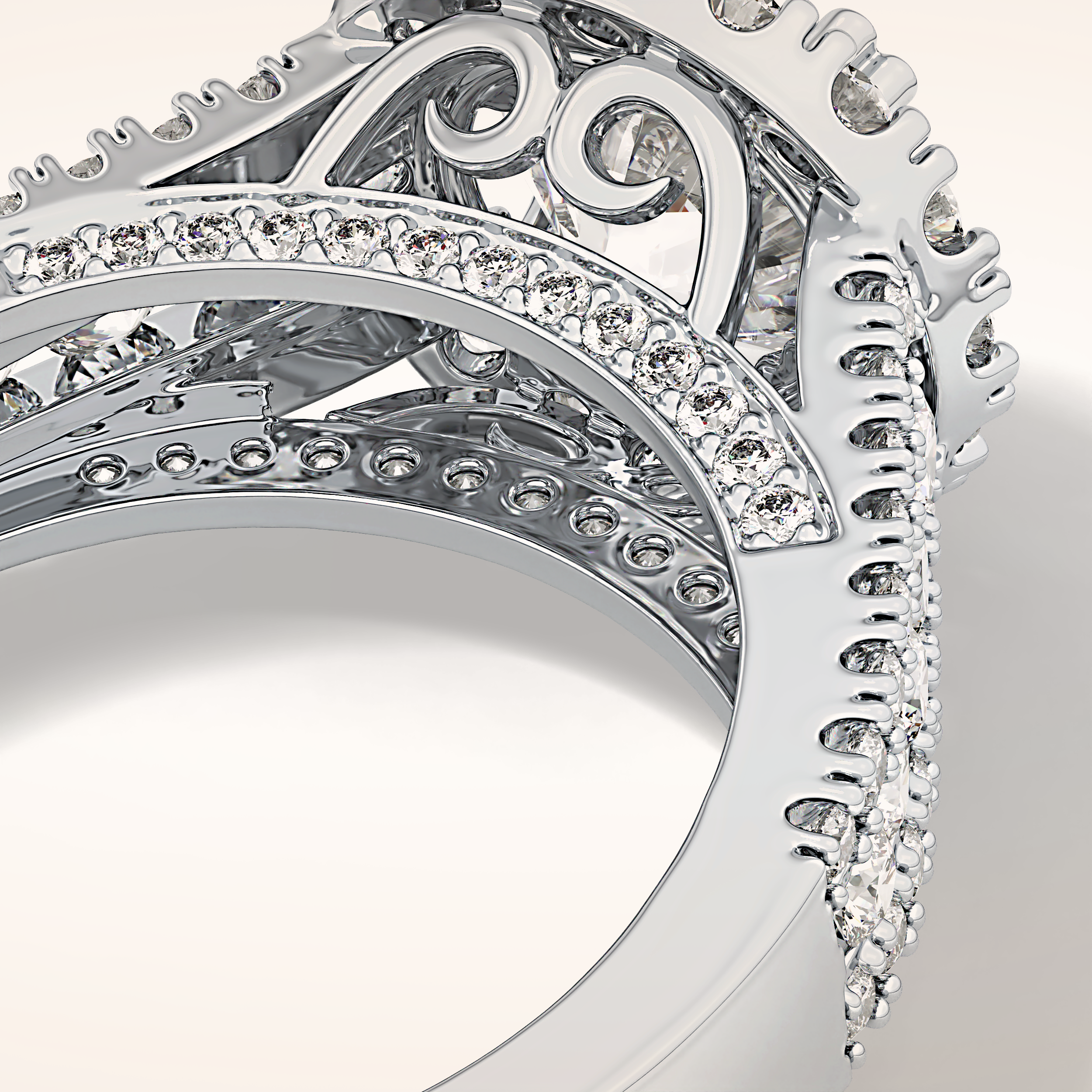 2.22 CT Round Shaped Halo & Pave Moissanite Engagement Ring