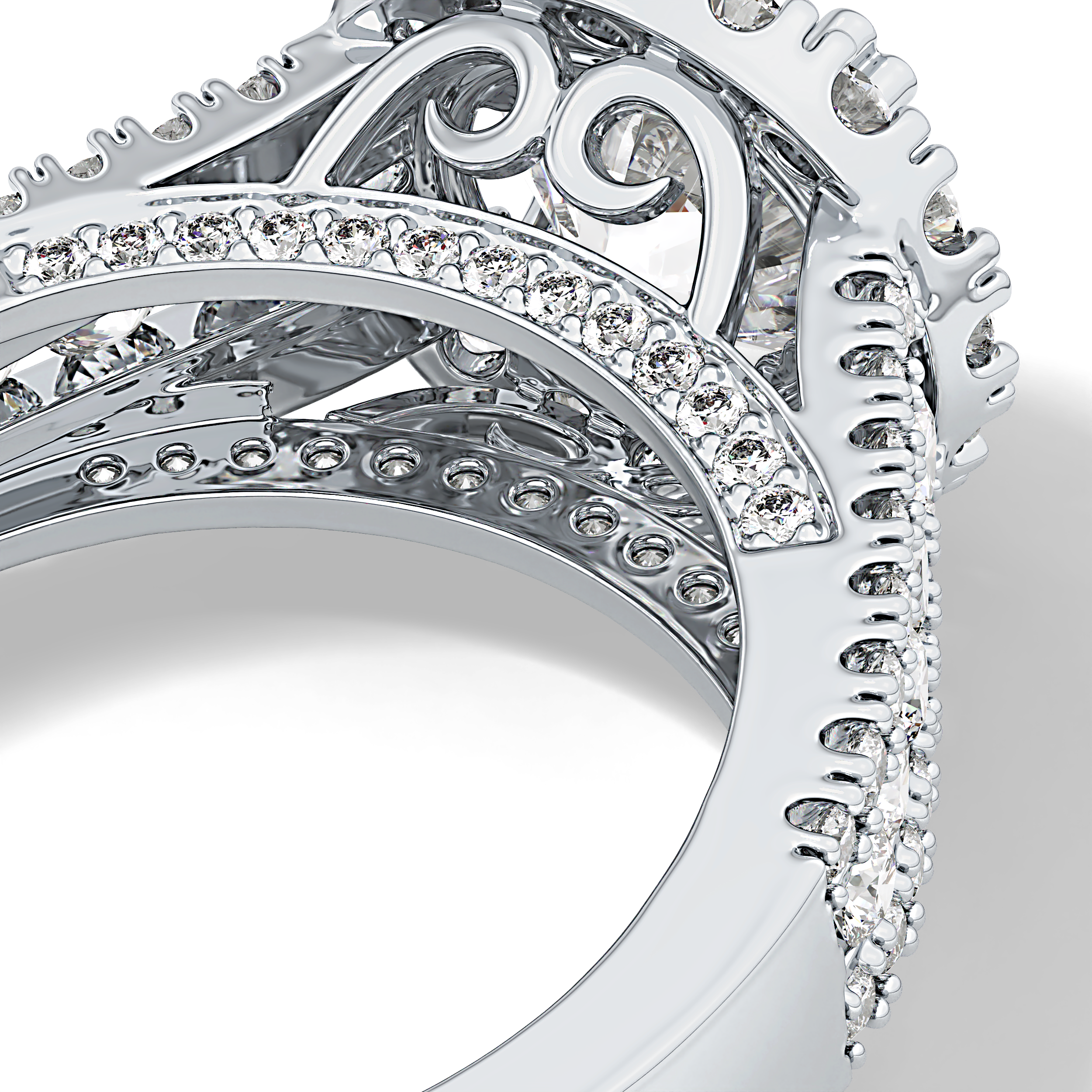 Round Pave Lab Grown Diamond Engagement Ring