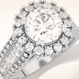 2.22 CT Round Shaped Halo & Pave Moissanite Engagement Ring