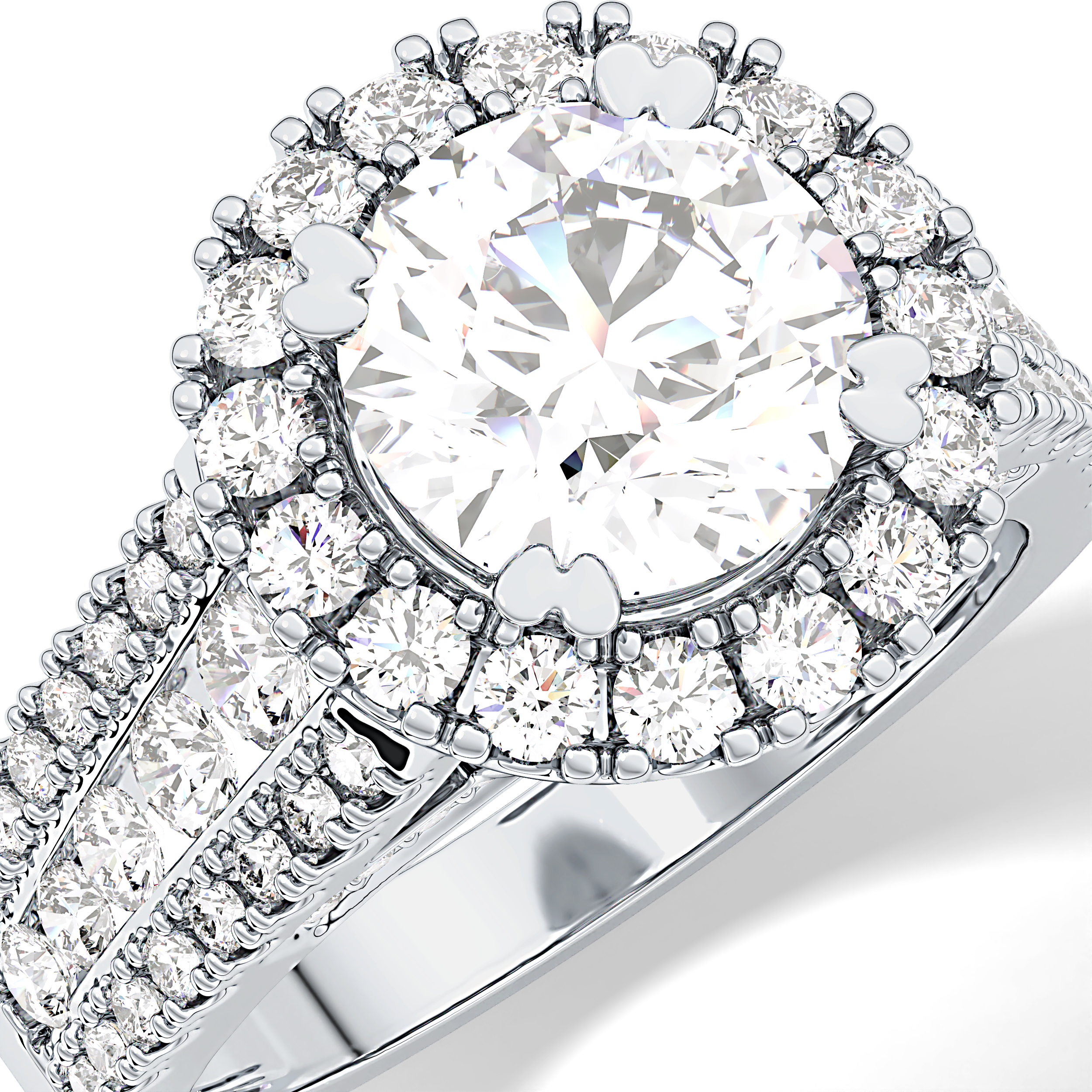Round Pave Lab Grown Diamond Engagement Ring