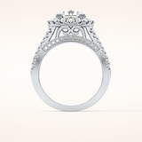 2.22 CT Round Shaped Halo & Pave Moissanite Engagement Ring