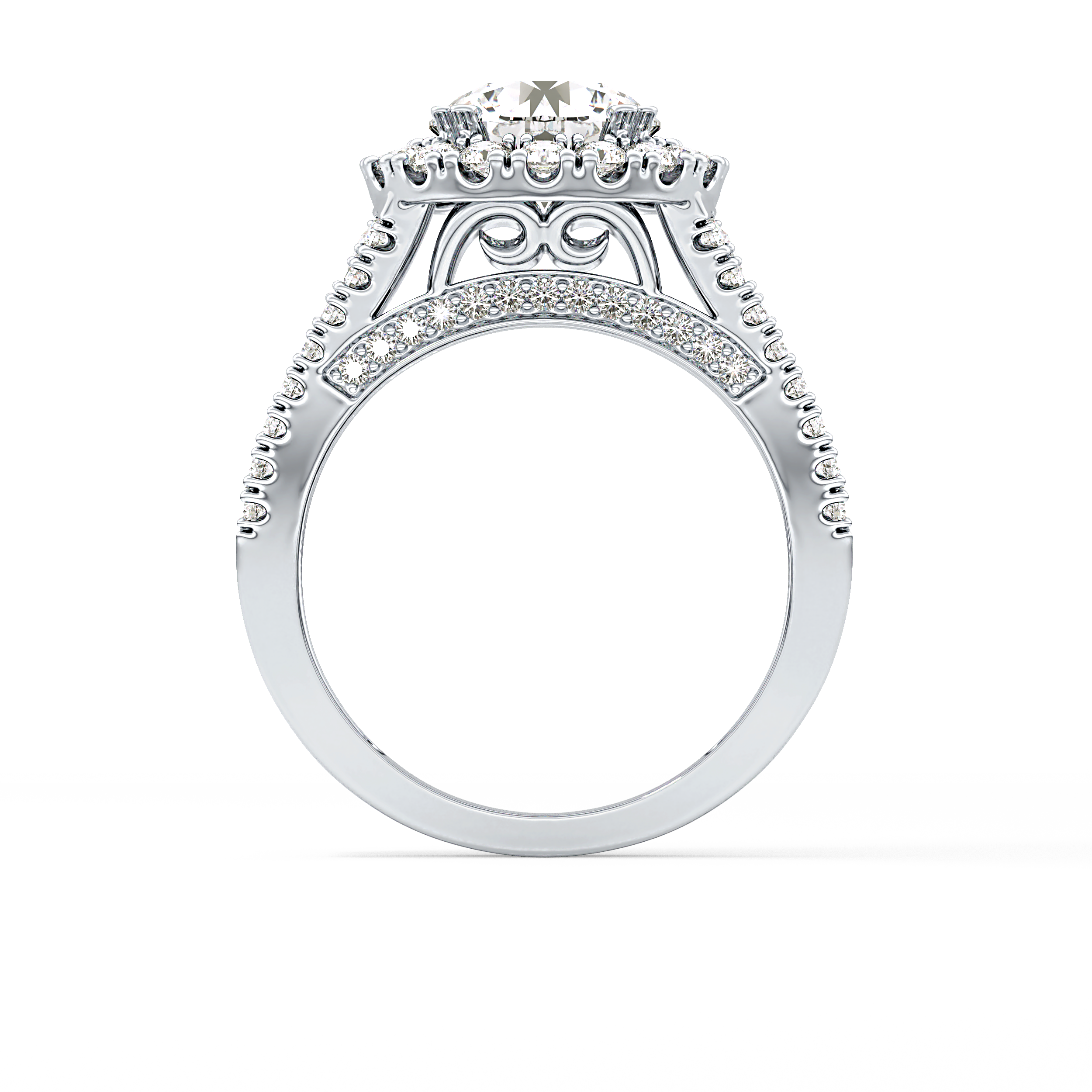 Round Pave Lab Grown Diamond Engagement Ring